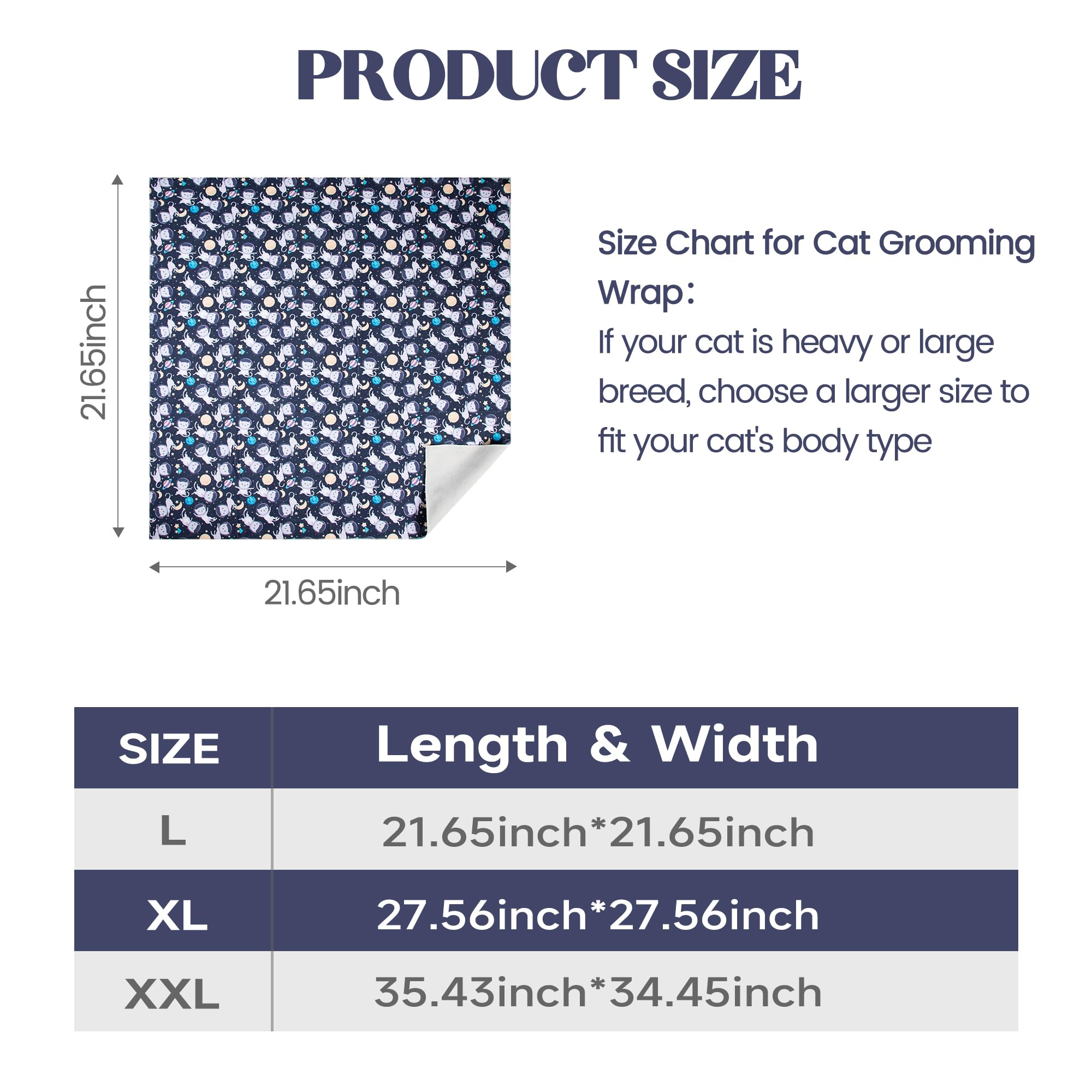 Poochies Sprouts 21.7'' Cat Wrap For Cutting Nails, Cat Restraint For Nail Clipping, Cat Swaddle Wrap For Adult Cats, Cat Burrit