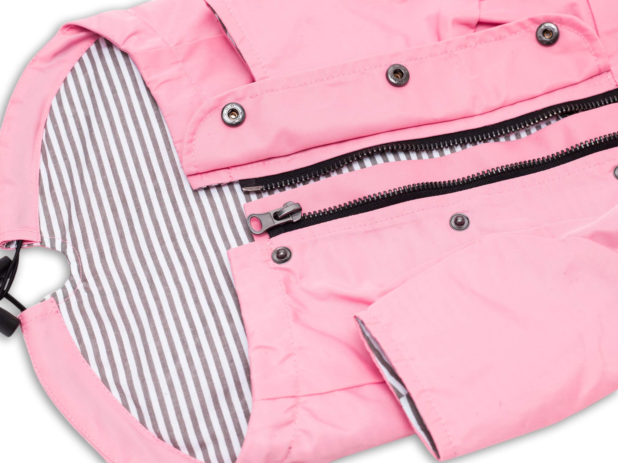 Ellie Dog Wear Zip Up Dog Raincoats With Reflective Buttons, Pockets, Rain/Water Resistant, Adjustable Drawstring, & Removable Hood - Xxs To Xxl - Stylish Premium Dog Raincoats (Pink, Small)