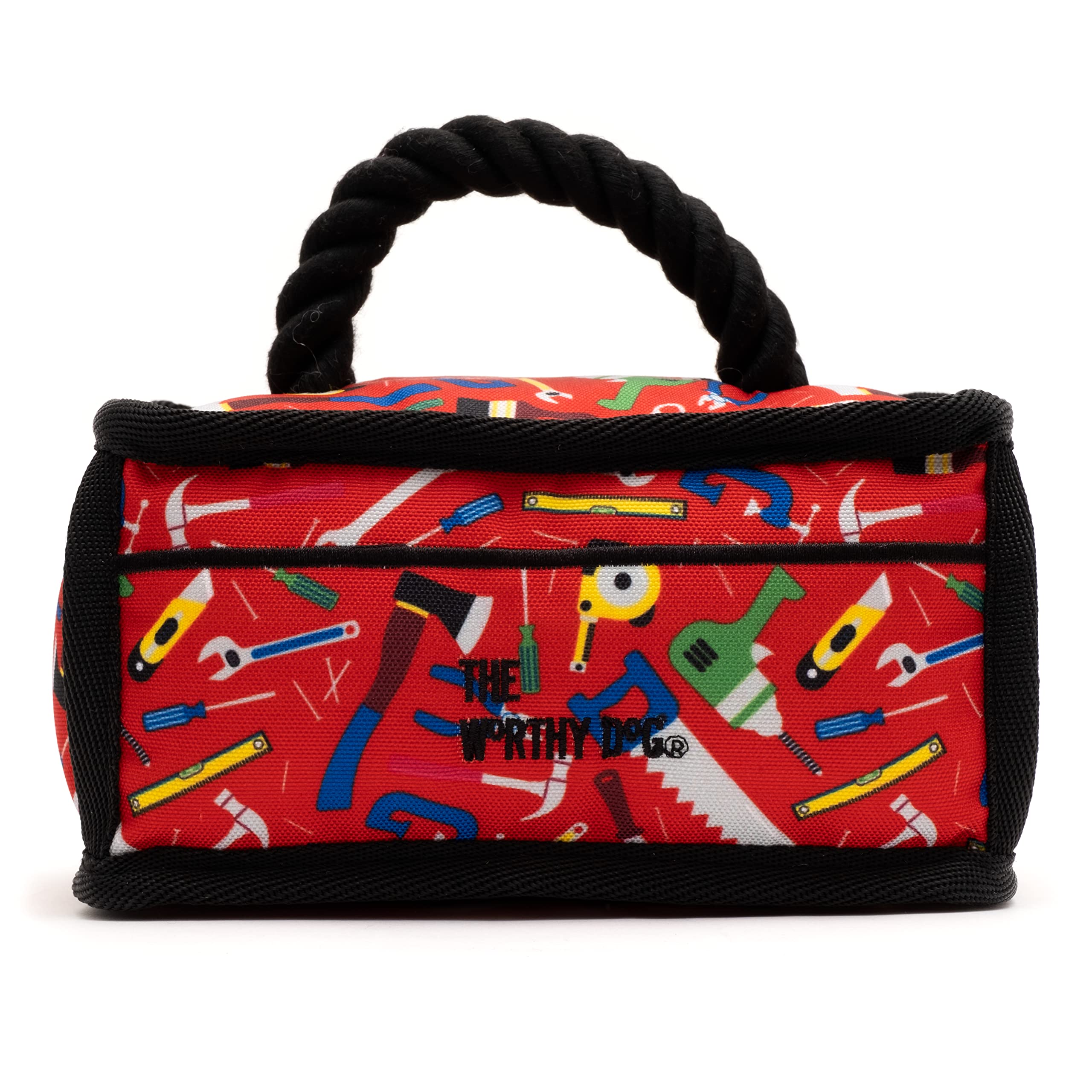 The Worthy Dog Tough Toys - Durable, Chomp-Resistant Dog Chew Toys W/Multiple Squeakers - Red