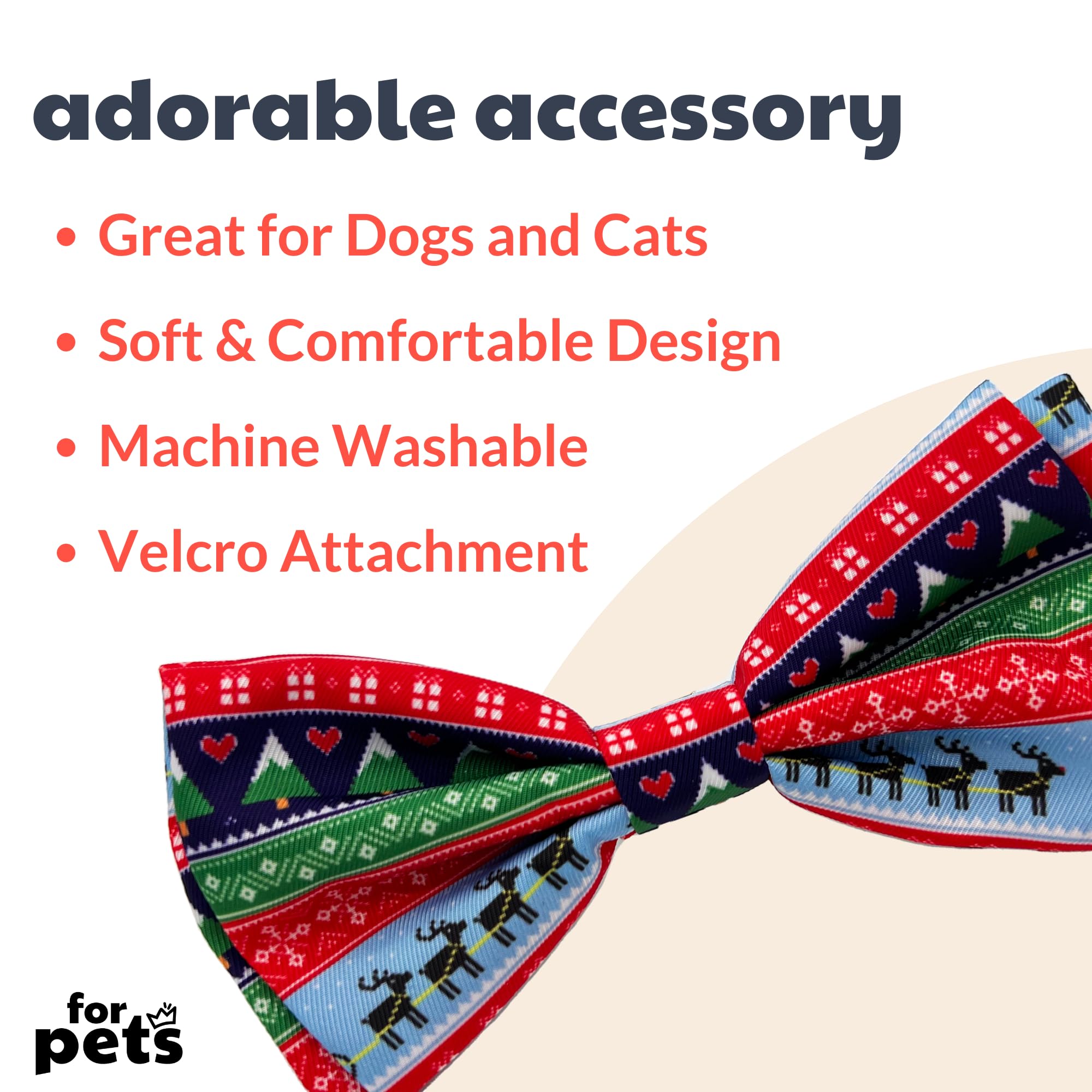 Huxley & Kent Ugly Sweater Bow Tie For Pets | Extra-Large Christmas Holiday Collar Attachment | Fun, Comfortable & Durable Bow T
