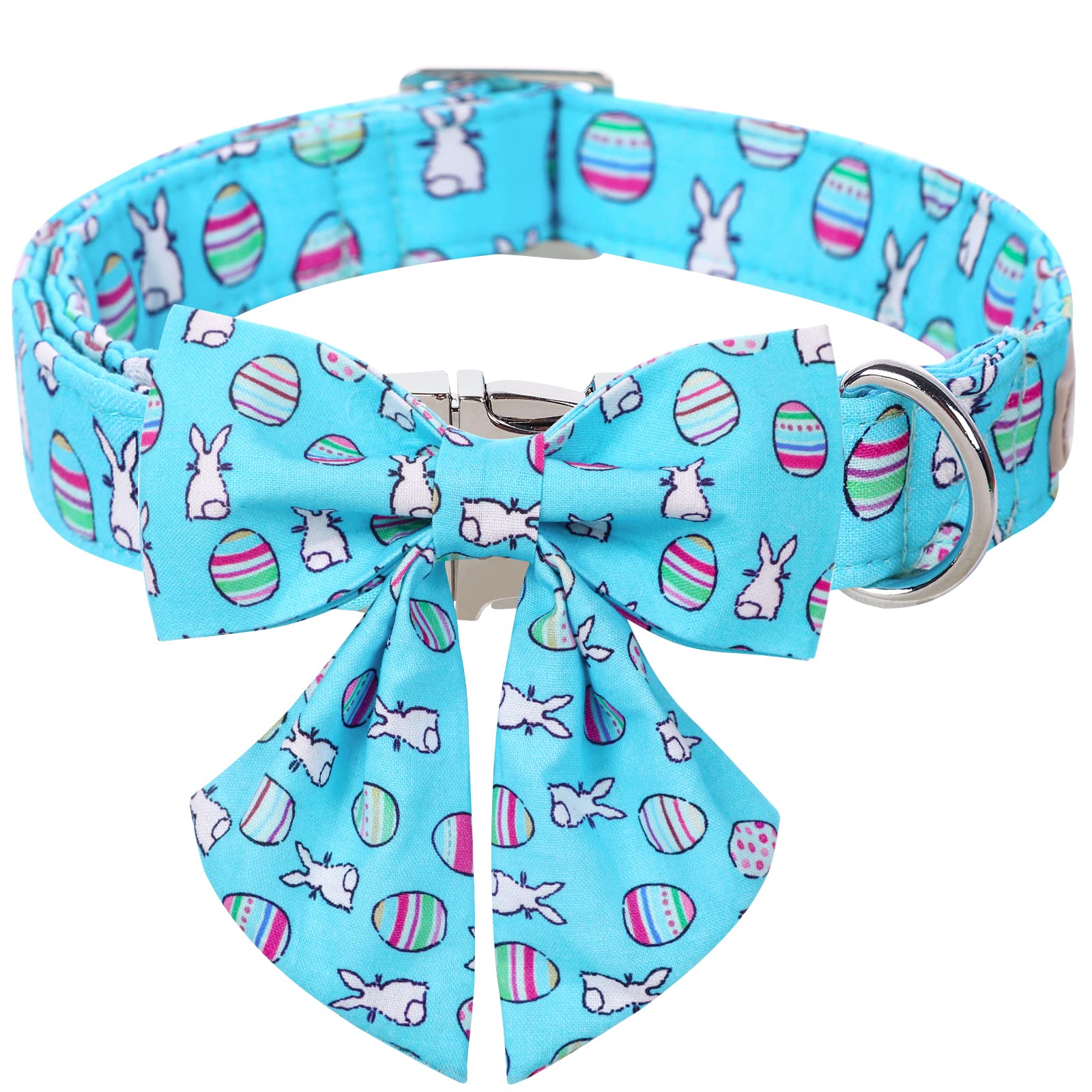 Babole Pet Dog Collar Easter Gift With Tie, Rabbit Egg Male Dog Collar With Safety Metal Buckle Adjustable Puppy Collars For Small Medium Large Boy & Girl Dog,Xs-Neck 8'-12'