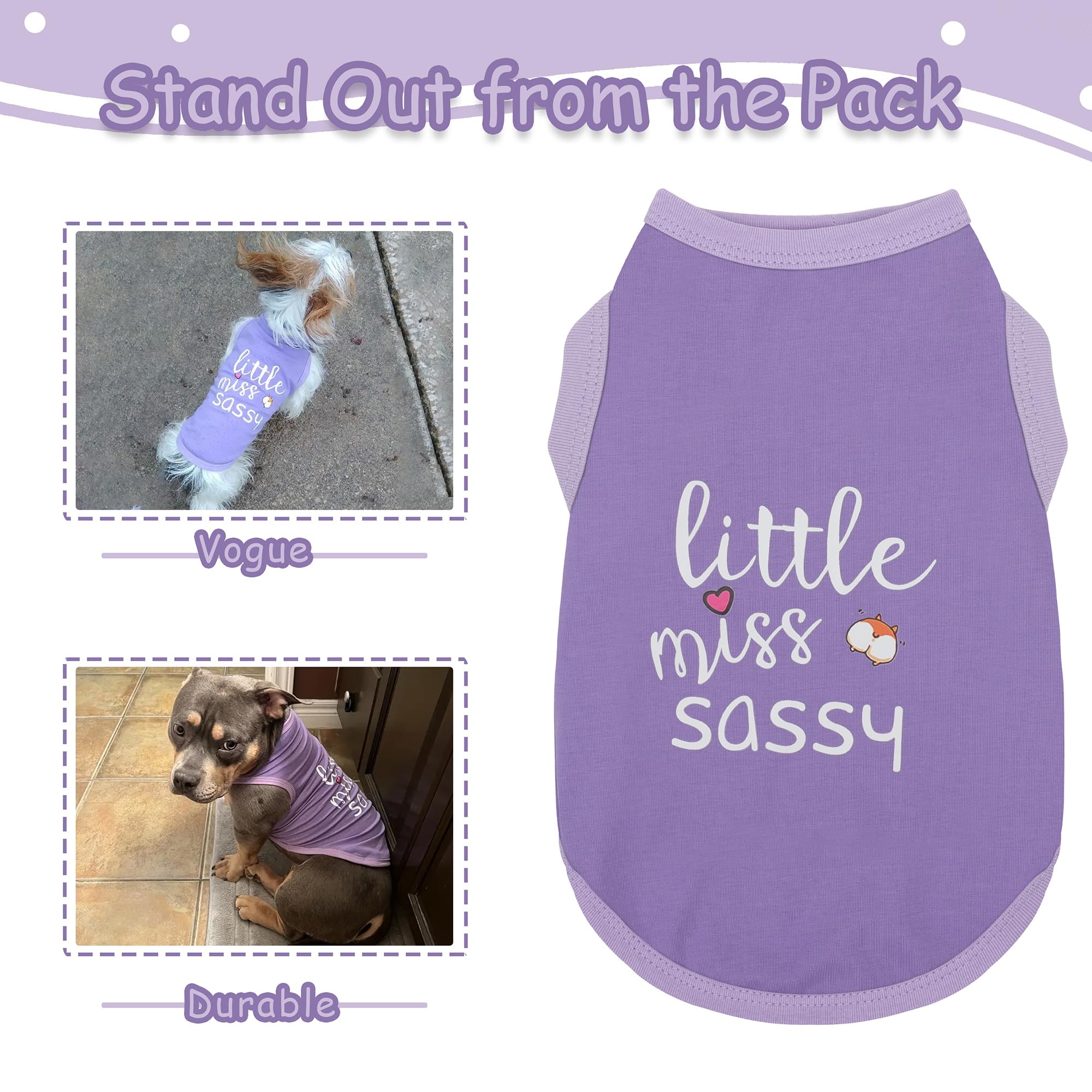 Paiaite Dog Clothes Fashionable Sleeveless Pet Vest: 'Little Miss Sassy' Printed Cotton Dog Shirt, Ideal For Small, Medium, And