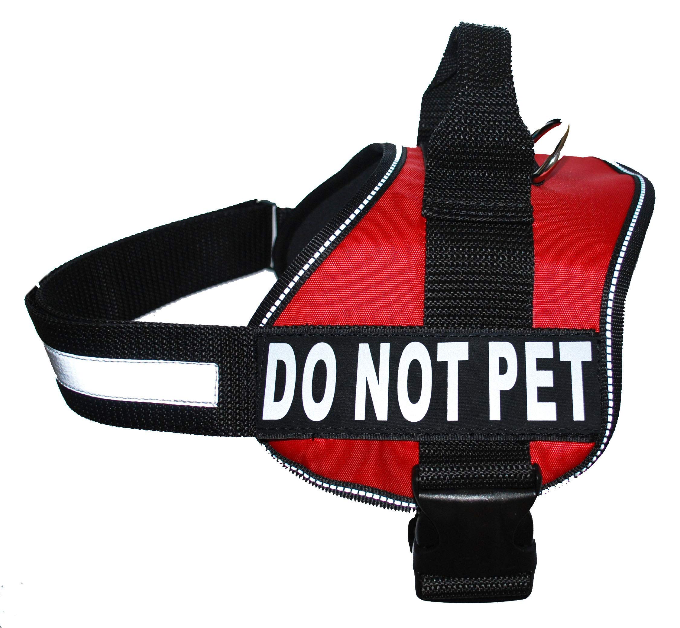 DO NOT PET Dog Vest Harness with Removable Patches and Reflective Trim. Comes with 2 DO NOT PET Reflective Removable Patches. Pl