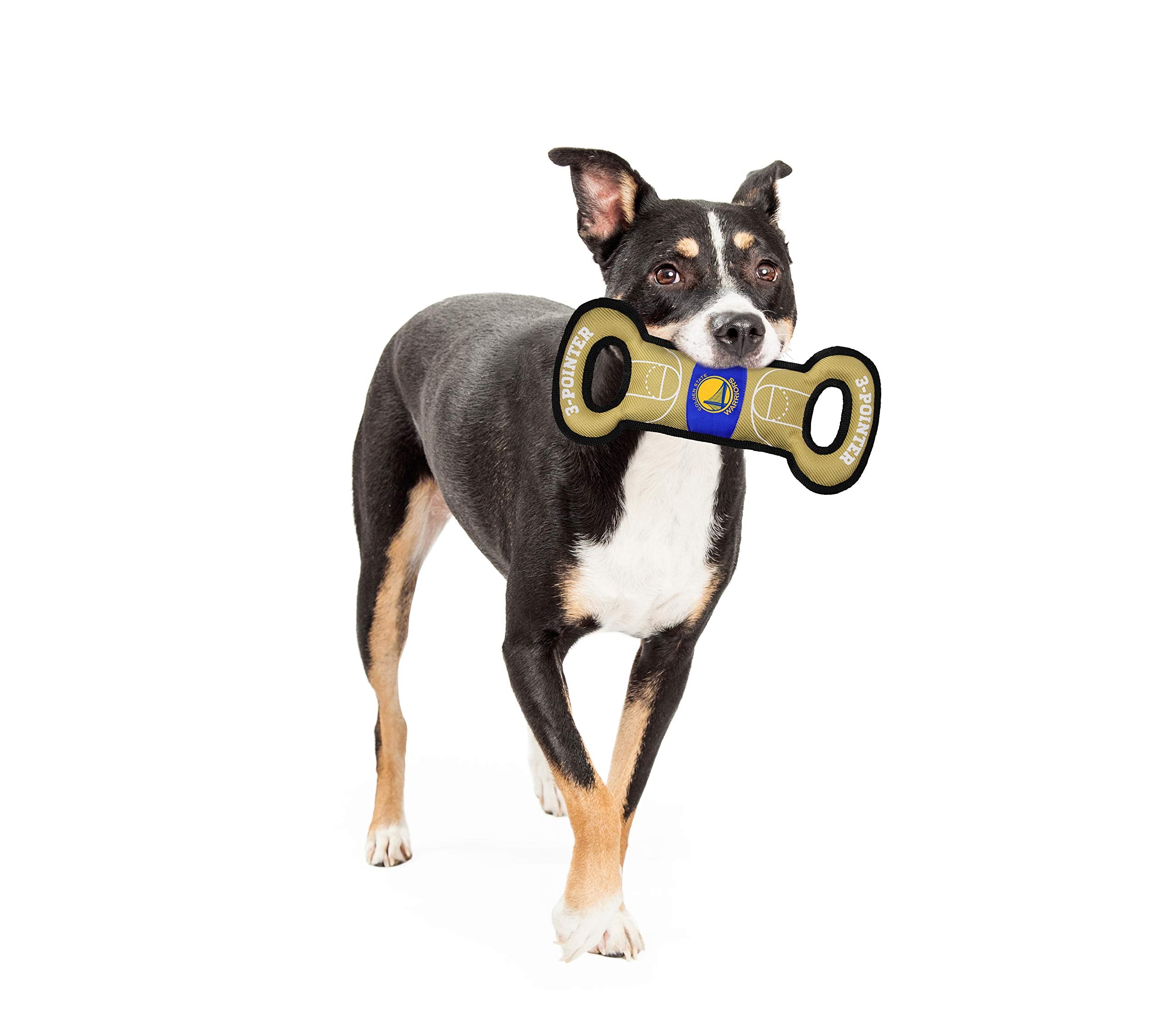 Pets First Nba Golden State Warriors Field Toy. - Tough Nylon Pet Toy With Double Trim Stitching & Inner Squeaker, One Size (Gsw