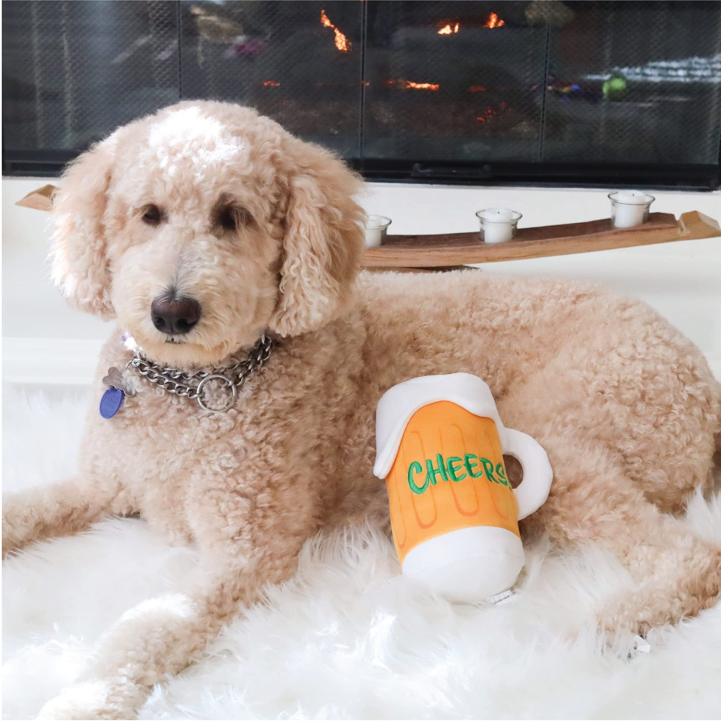 Huxley & Kent For Dogs | Cheers (Large) | Power Plush Dog Toy With Squeaker