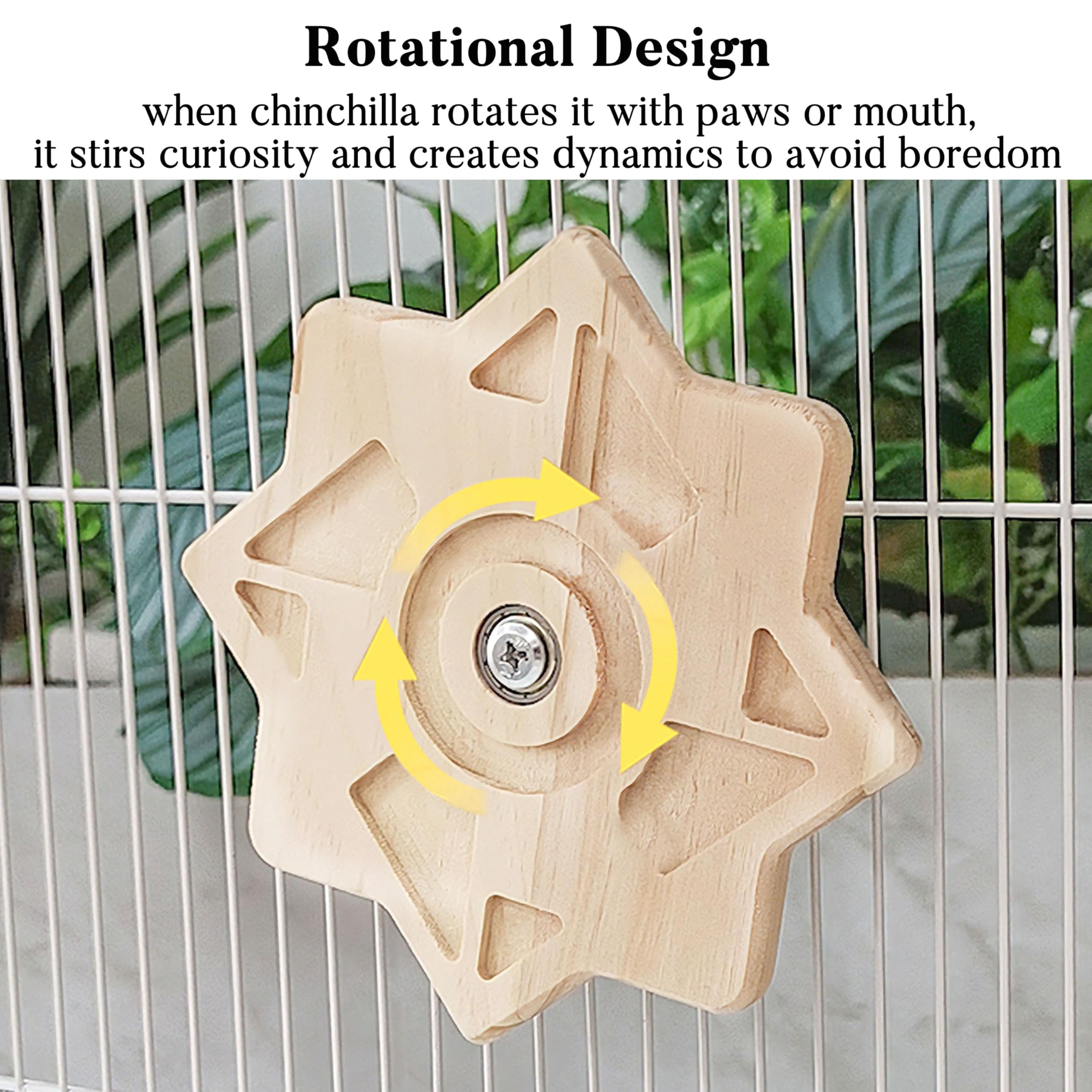 Jevnd Rotating Natural Wood Chinchilla Chew Toys For Teeth, Interactive Enrichment Toys, Hanging Exercise Chinchilla Toys For Ca