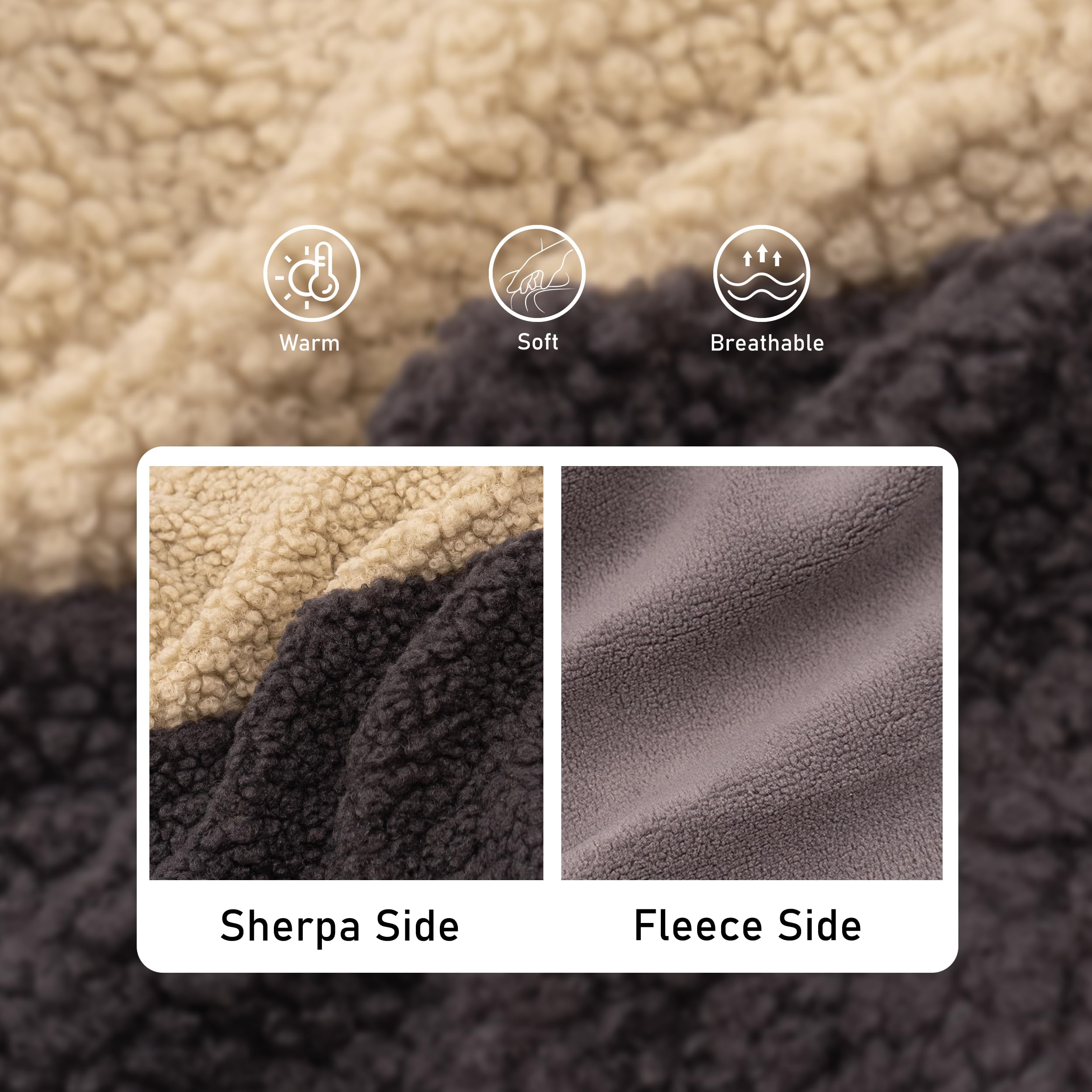 Cyeollo Warm Dog Coat - Sherpa Winter Jacket, Reversible Fleece, Soft Cold Weather Dog Clothes, Khaki Xl With Leash Hole