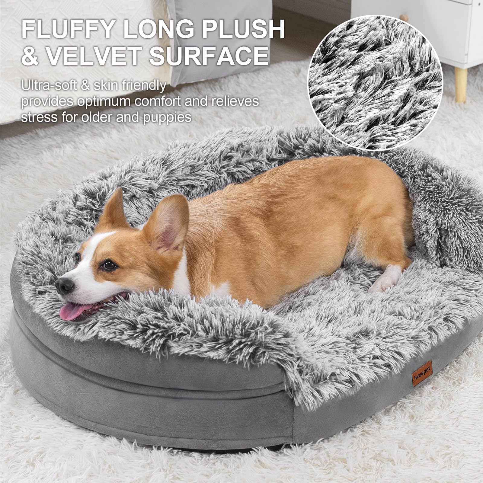 3.7 Inch Thickened Orthopedic Dog Beds For Medium Dogs, Supportive Dog Sofa Bed With 28D Egg-Crate Foam, Removable Washable Plus