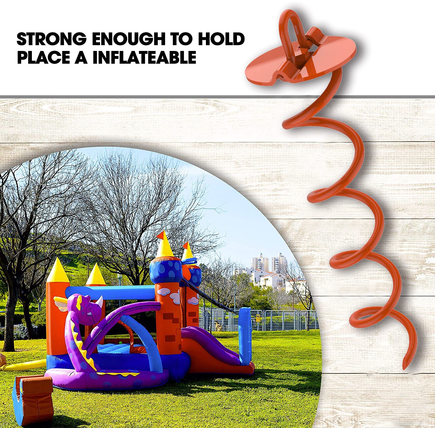 Eurmax Usa 4-Pc Pack Trampoline Anchor Spiral Stakes Heavy Duty Anchor Kit For Trampoline, Tents, Tarps, Canopies,Car Ports,Dog Tie Out And Etc (Orange)