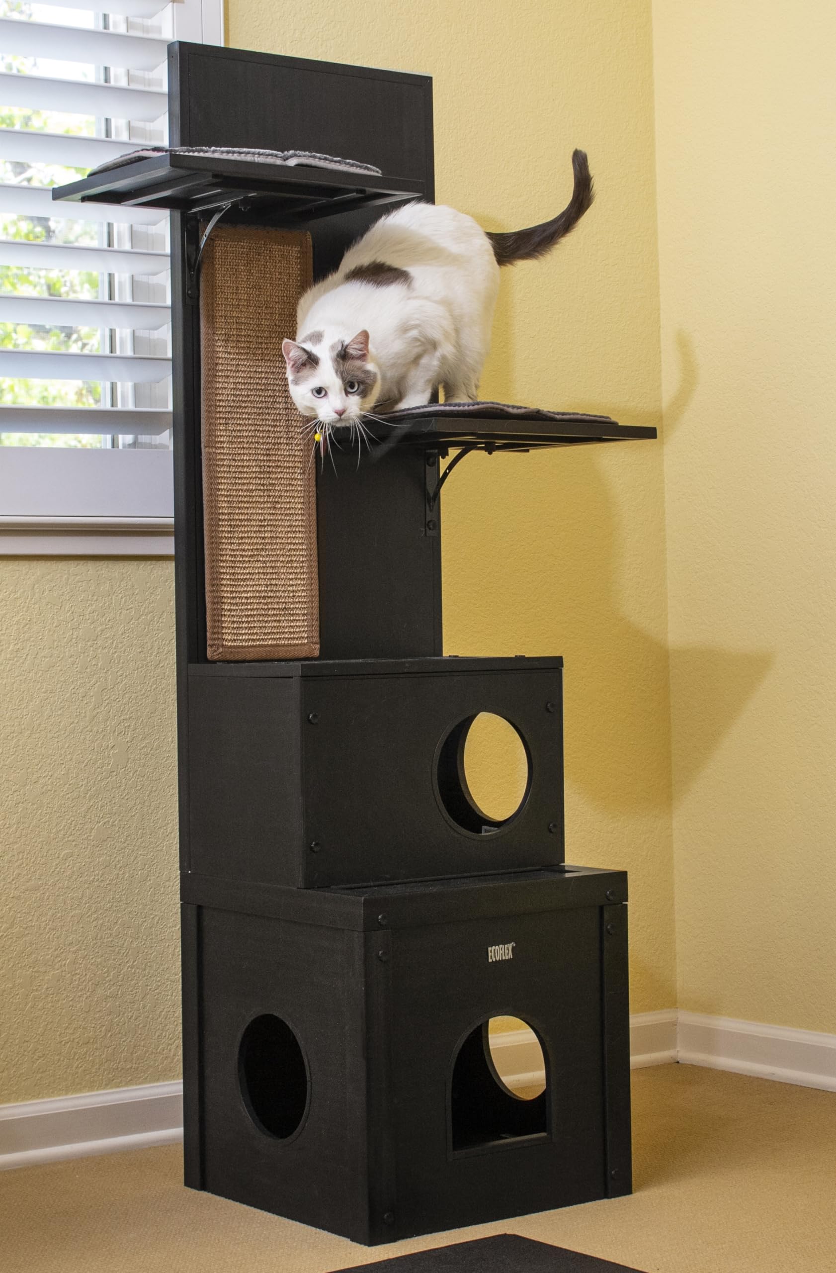 New Age Pet ECOFLEX Kitty Climber Cat Tree - Espresso Black - Moisture & Odor Resistant, Easy Assembly & Cleaning-10 Year Warran