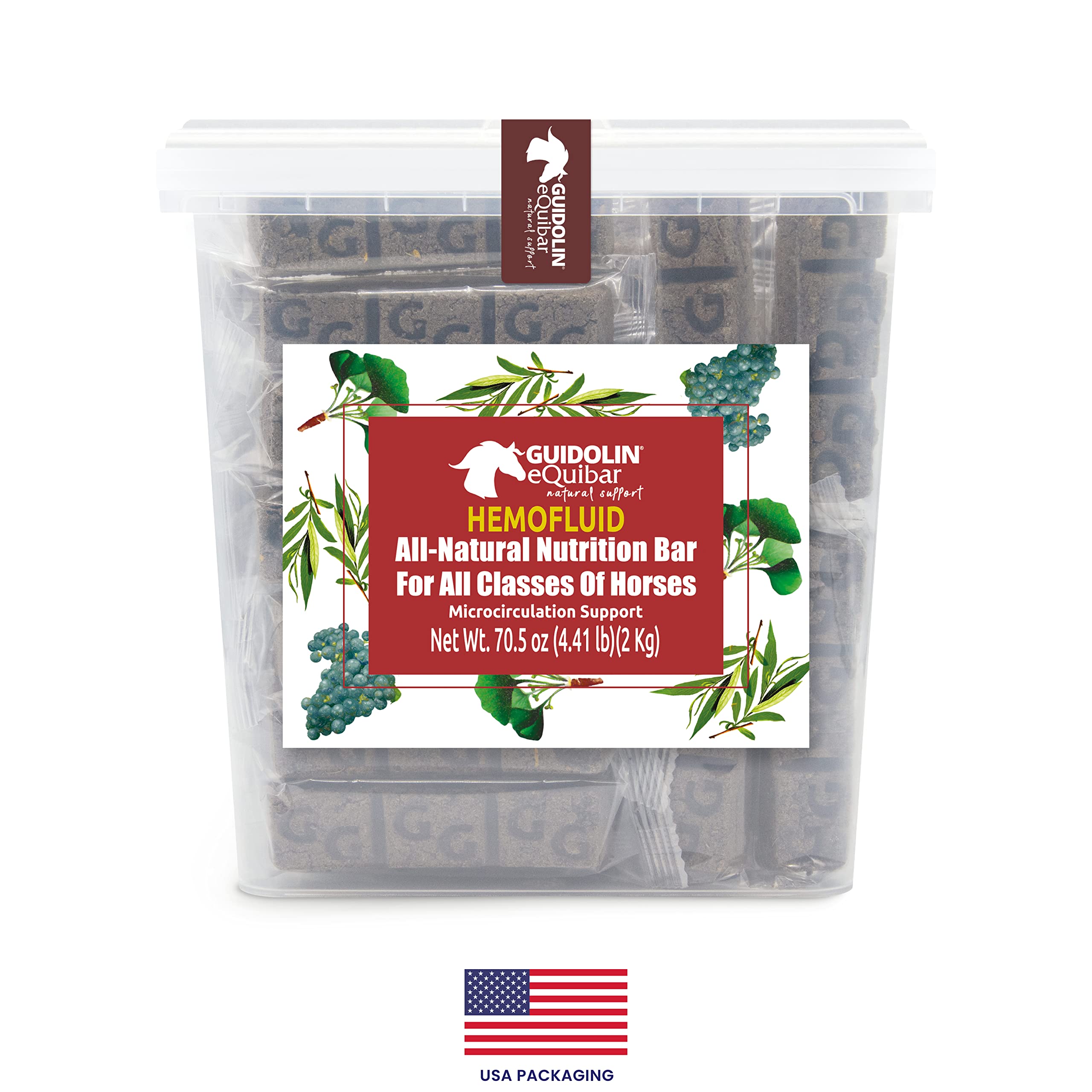 EQUIBAR Hemofluid: All-Natural Nutrition bar for All Classes of Horses to Support microcirculation, Dermatitis and Insect or Bug