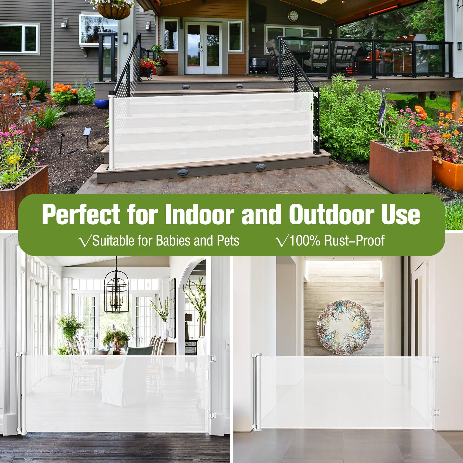 Extra Wide Baby Gate For Large Openings Retractable Baby Gates Indoor Outdoor Extra Long Baby Gate For Doorway Stair Gates For Kids Or Pets Extra Large Dog Gate For Stairs