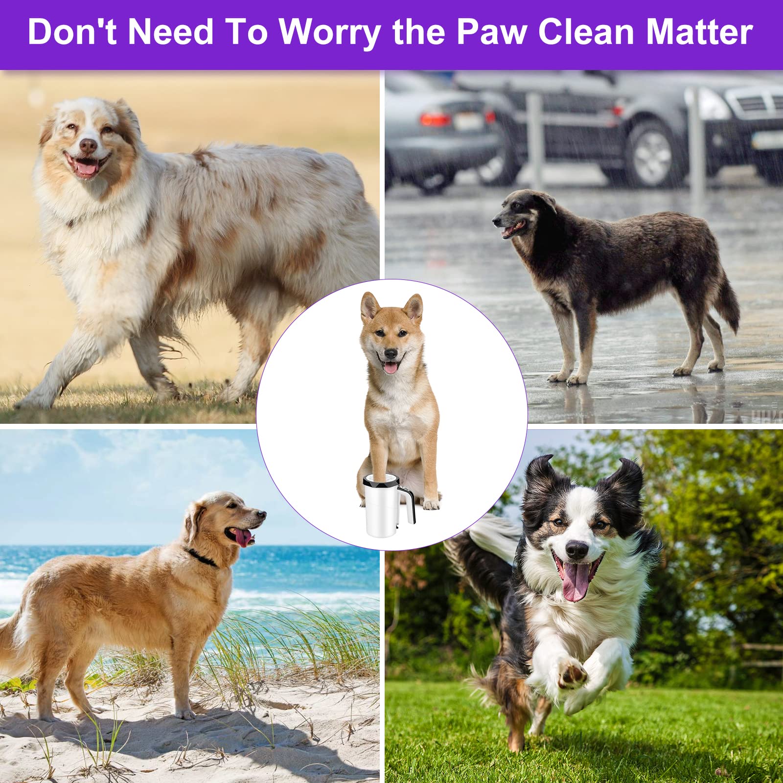MYPIN Rechargeable Automatic Dog Paw Cleaner, Black - Portable Pet Paw Washer Cup with Soft Silicone Brush, 7.4V High Power, Sui