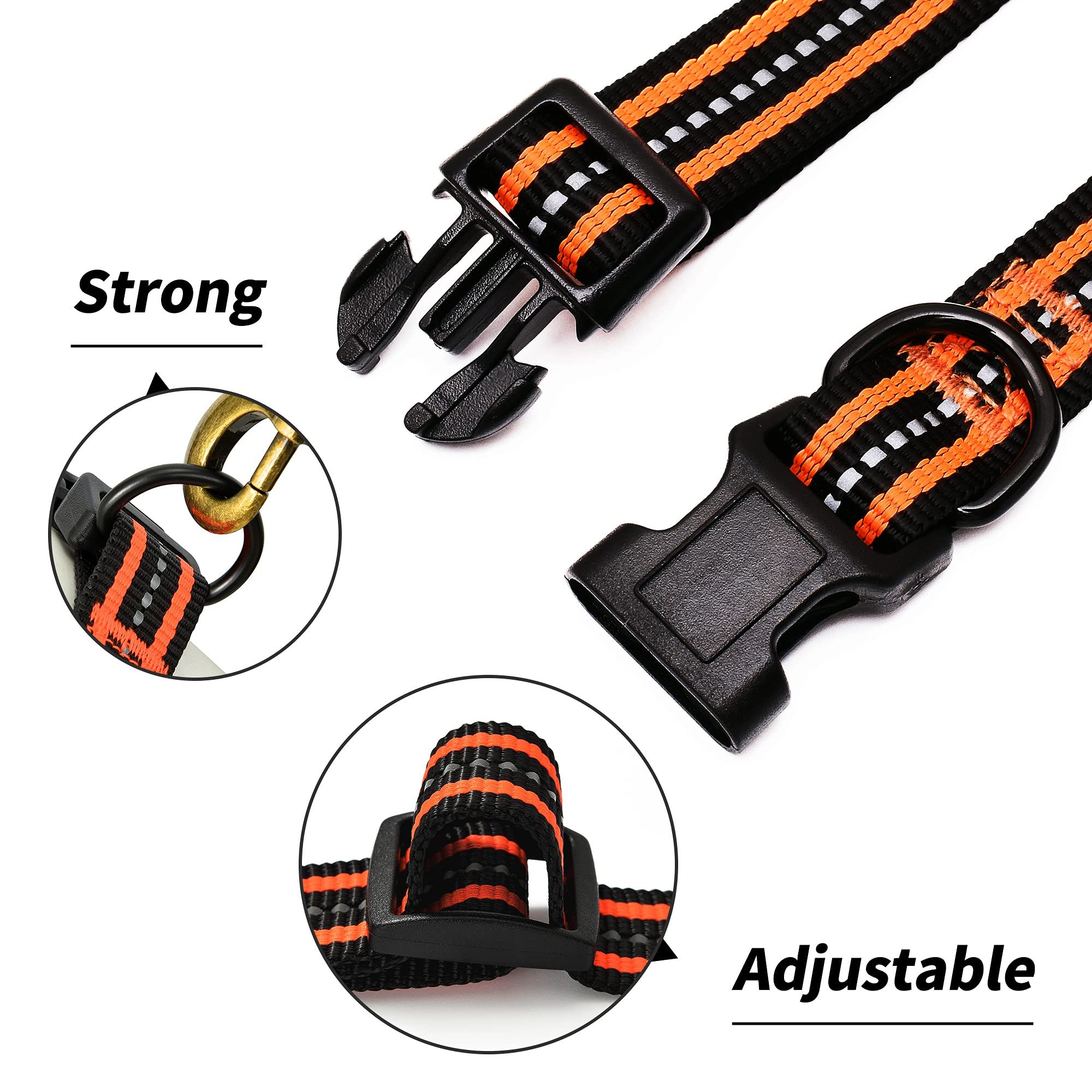Mile High Life Reflective Dog Collar | Nylon Pet Collars Wiith Buckle | Light Weight Puppy Collars | Orange Dog Collars For Medi