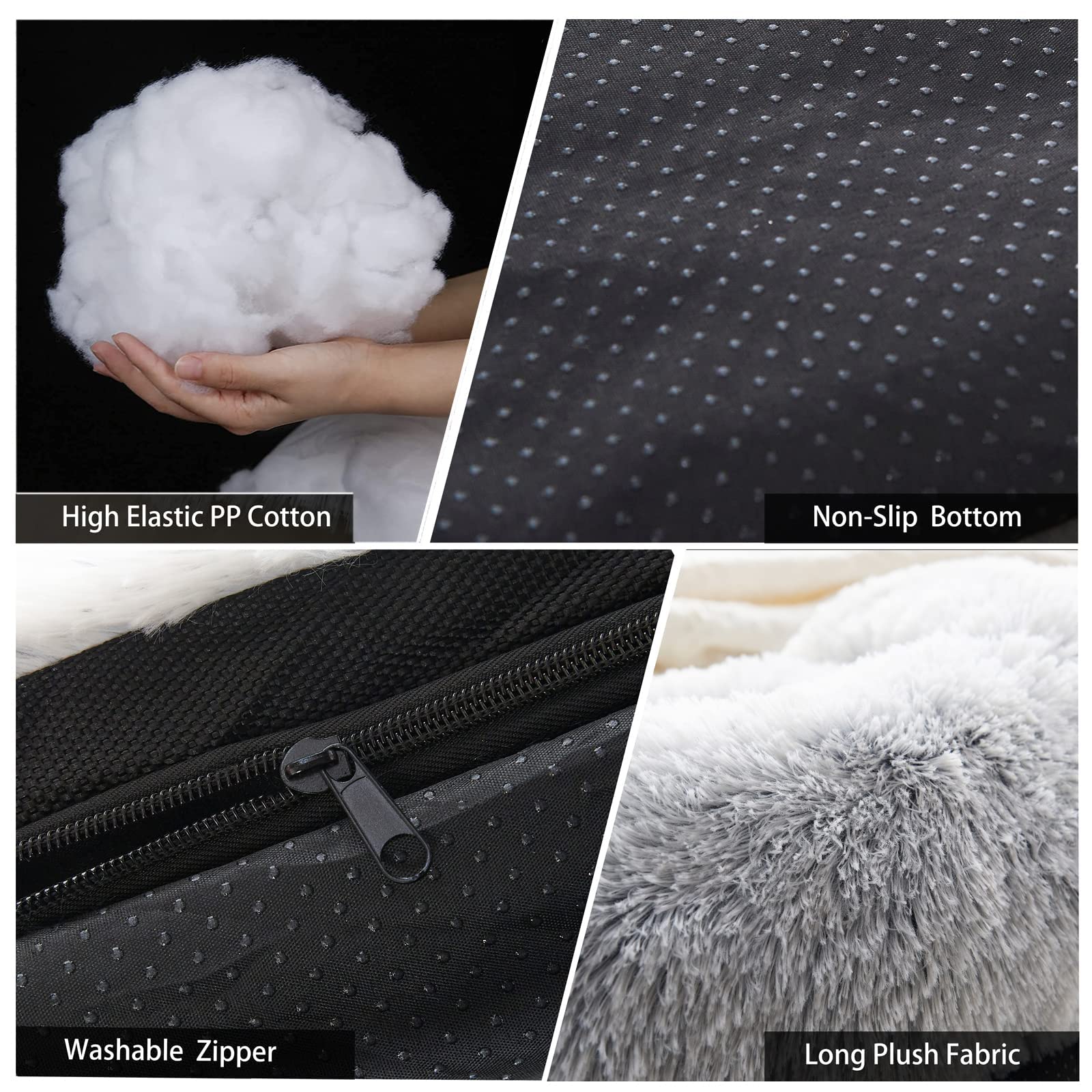 Dekeyoo Waterproof Calming Dog Bed, Pet Couch Protector Plush Dog Mat Dog Sofa, Pet Furniture Cover With Soft Neck Bolster, Machine Washable Silver Gray Large