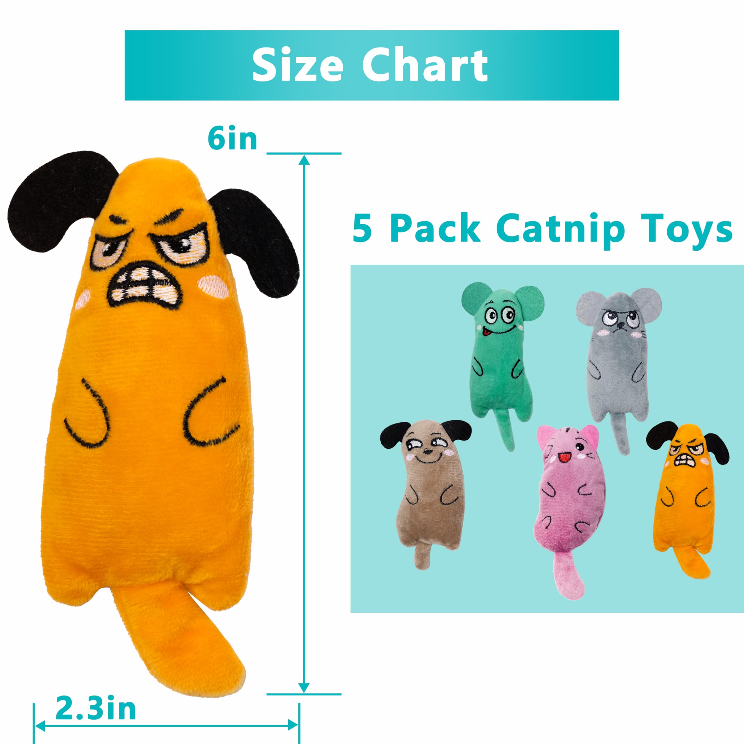 Maiiu 5Pcs Catnip Toys, Fun Cat Toys, Bite Resistant, Indoor Cartoon Cat Toys For Cats, Cat Chew Toys