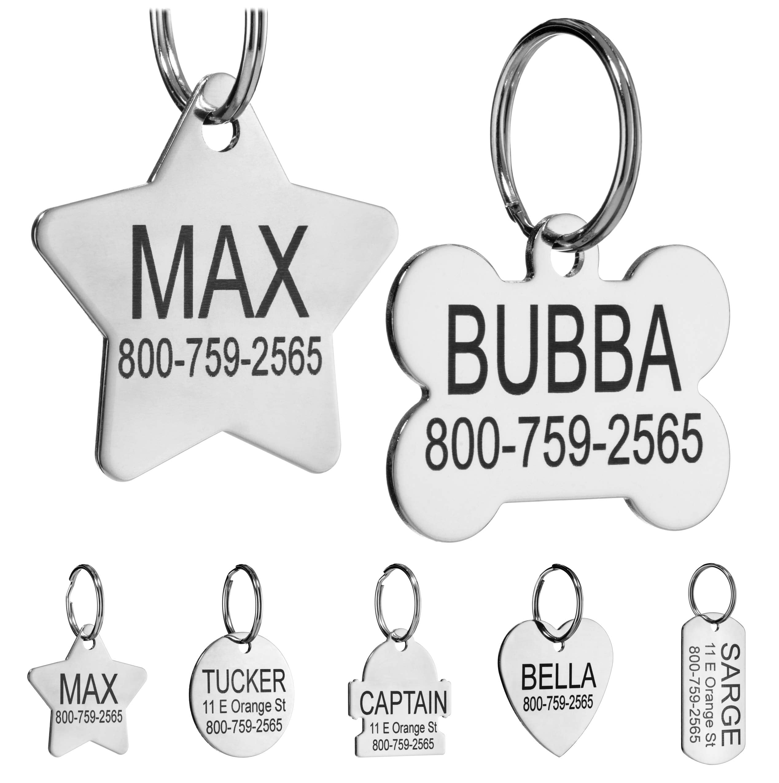 Providence Engraving Custom Engraved Stainless Steel Pet Id Tags - Personalized Front And Back Identification, For Large Or Smal