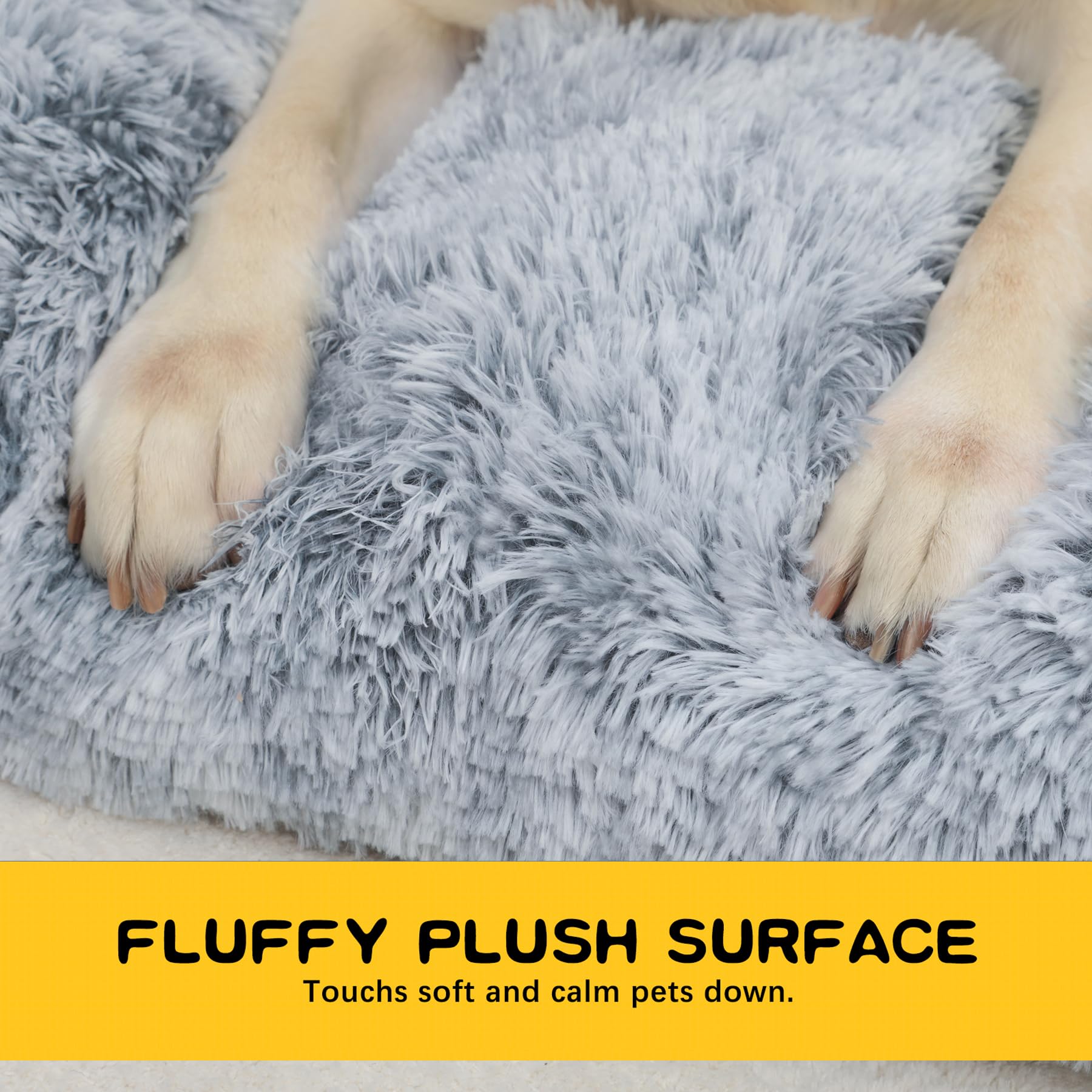 Wayimpress Large Dog Bed Crate Pad Mat For Cages Washable Bed For Large Medium Size Dog Soft Kennel Pad Anti-Slip Pet Bed,35'' X