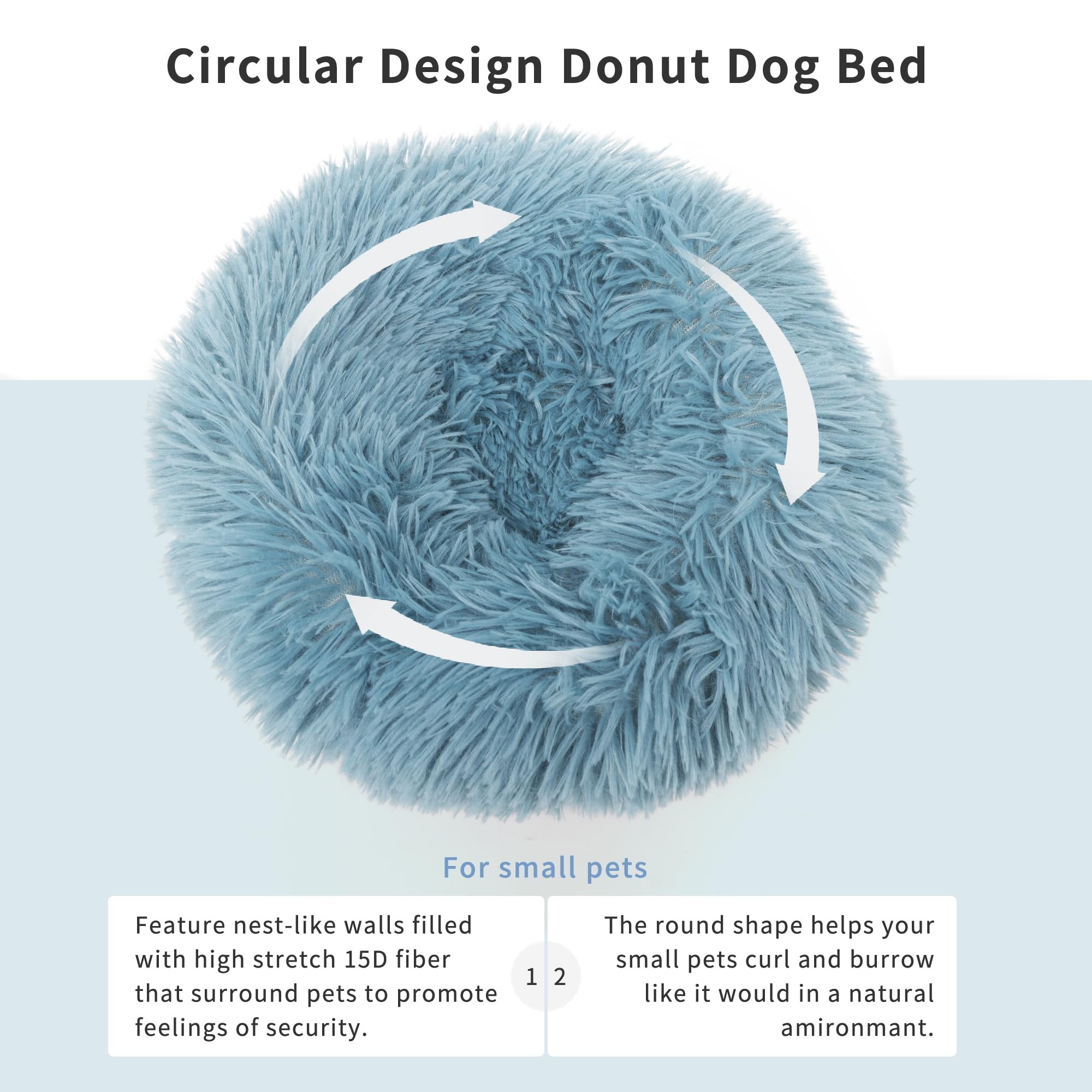 wrkfree Chinchilla Bed Blue for Cage Fluffy Round Beds for Small Animals Washable Anti Slip
