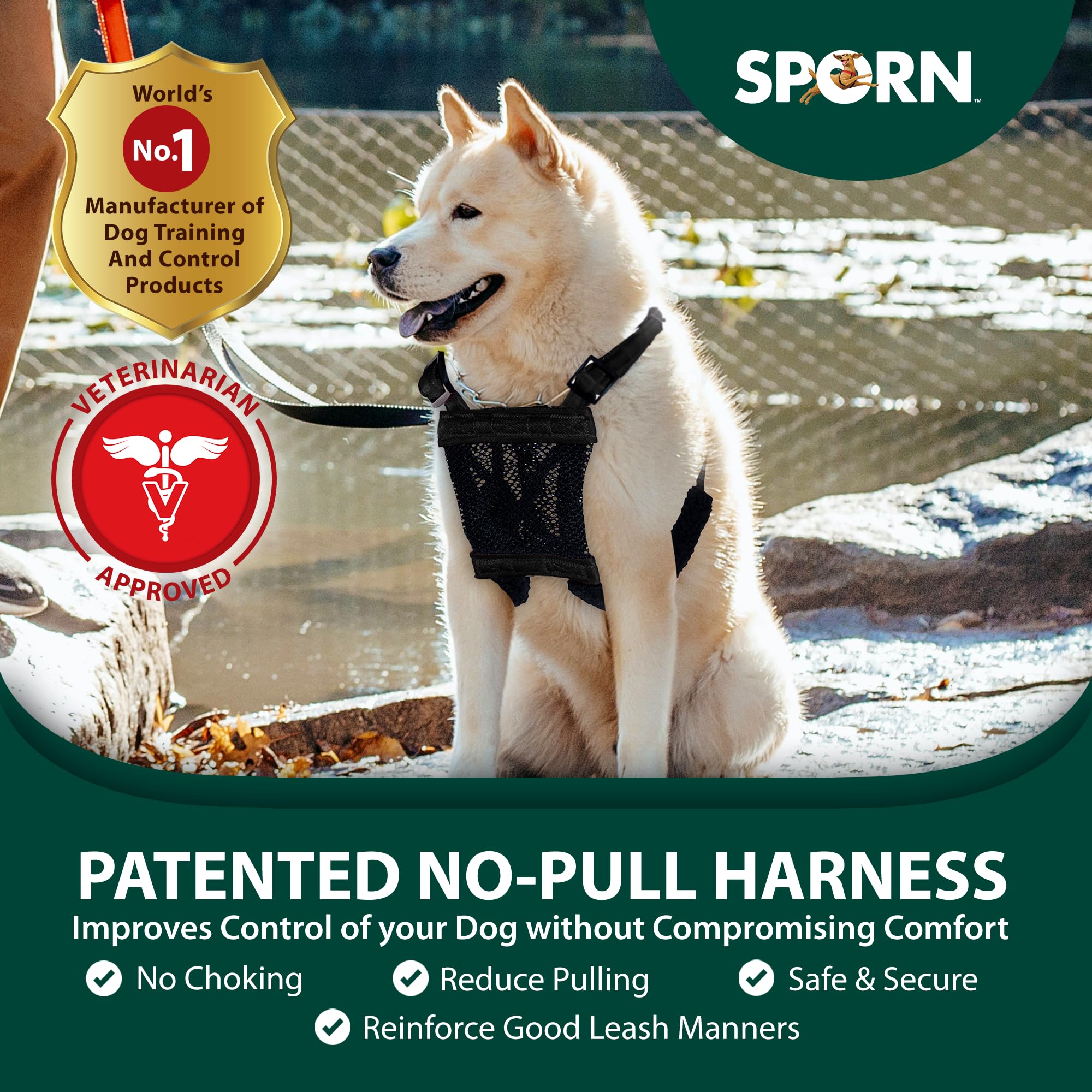 Sporn Non- Pull Mesh Harness, Black, Extra Large