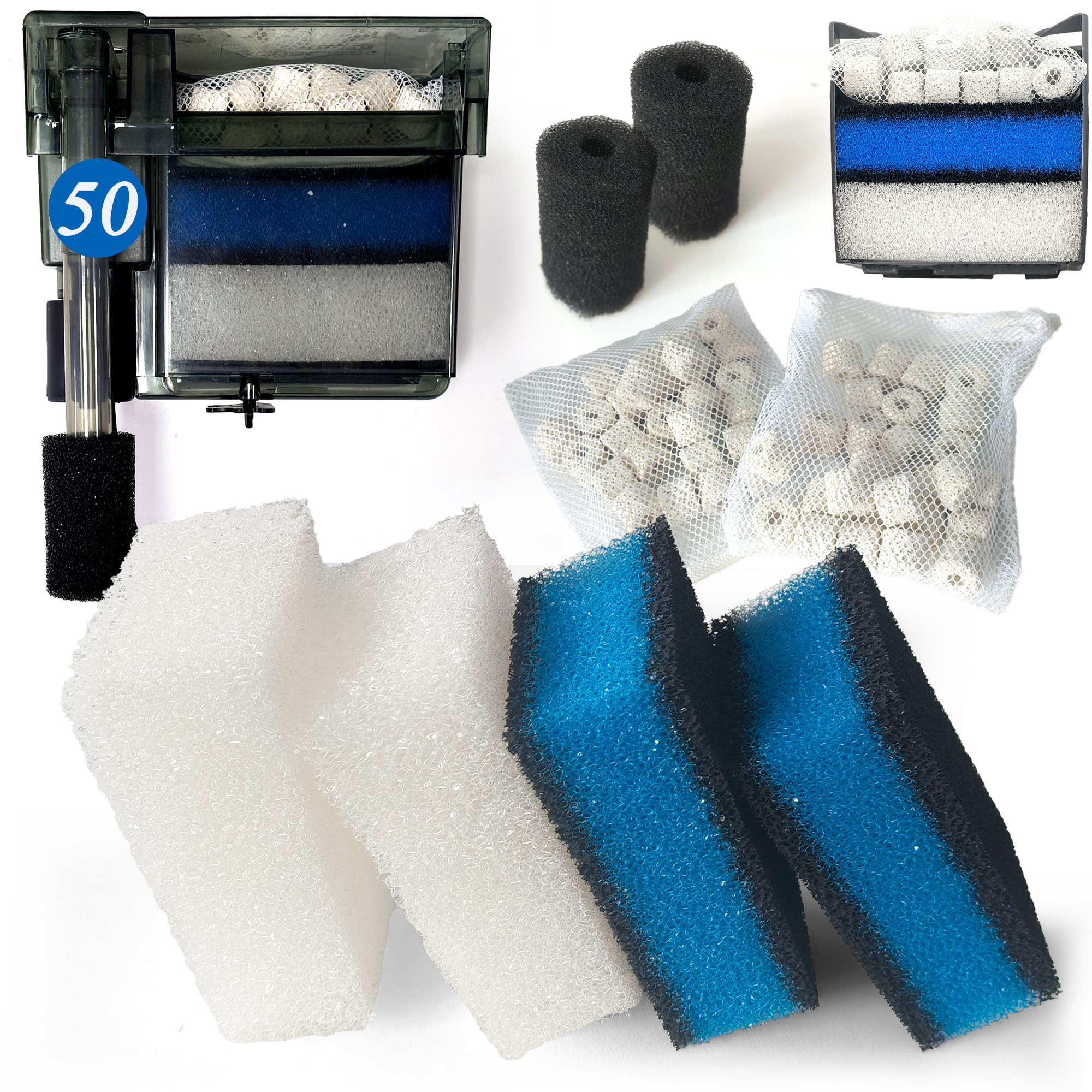 Purifylogix 2 Sets Of Upgraded Three-Stage Filtration Fish Tank Filter For Aquaclear 50 Power Filter, 2 Set Of Replacement Maint