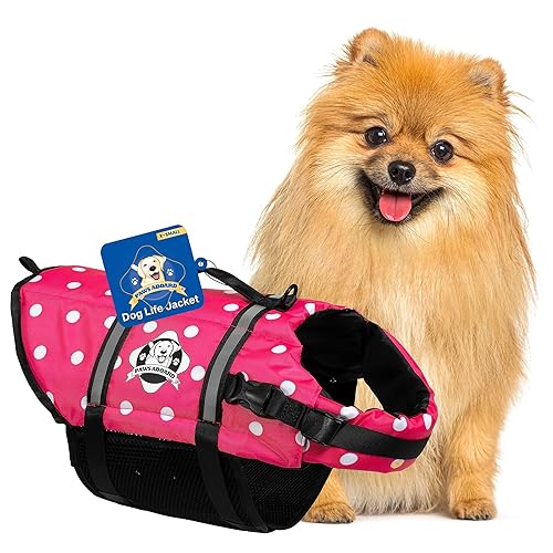 Paws Abroad Dog Life Jacket - Keep Your Canine Safe with a Neoprene Life Vest for Swimming and Boating - Available in Different Sizes, Color and Design to Choose - Pink and White Polka Dot - X-Small