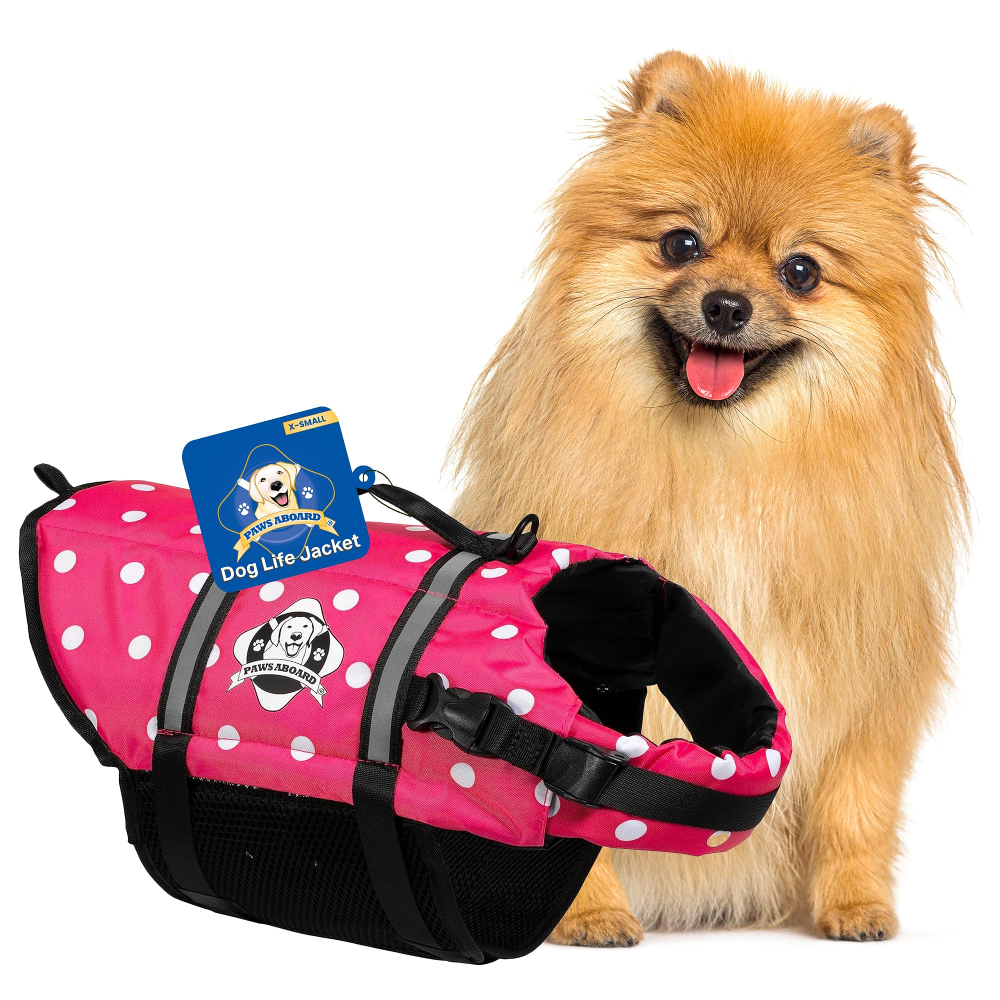 Paws Abroad Dog Life Jacket - Keep Your Canine Safe with a Neoprene Life Vest for Swimming and Boating - Available in Different Sizes, Color and Design to Choose - Pink and White Polka Dot - X-Small