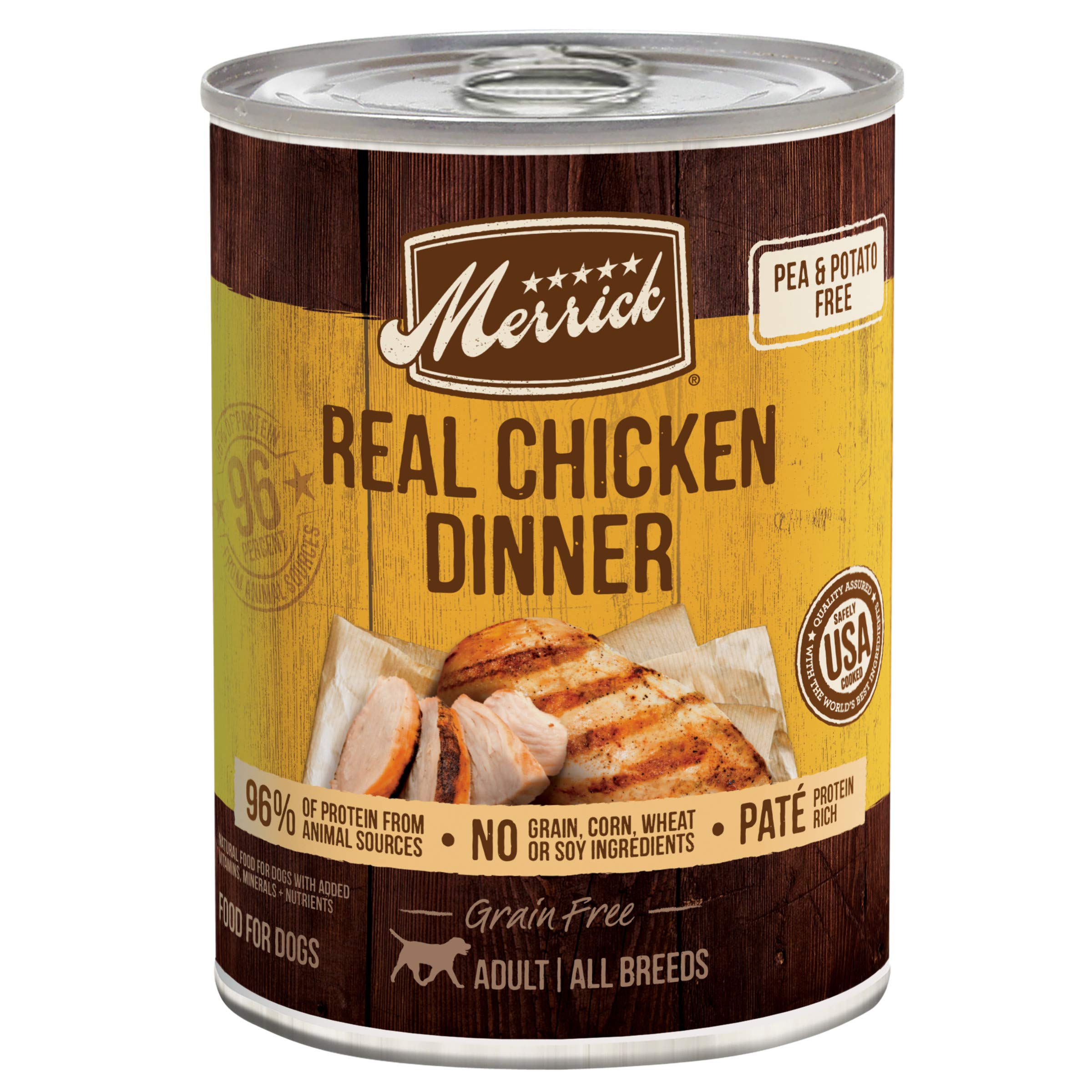 Merrick Grain Free Premium And Natural Canned Dog Food, Soft And Healthy Wet Recipe, Real Chicken Dinner - (Pack of 12) 12.7 oz.