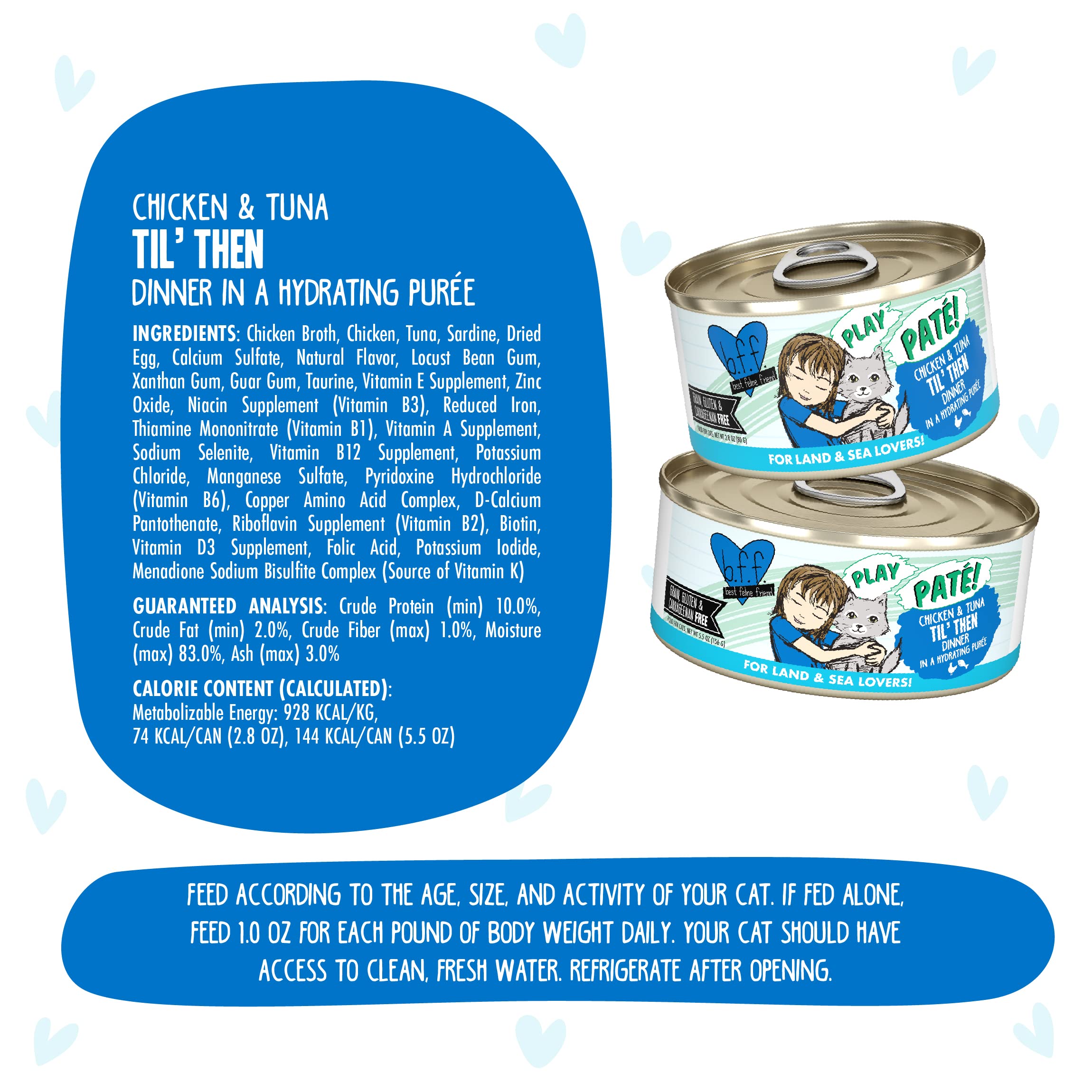 Weruva B.F.F. Play - Best Feline Friend Pat   Lovers, Aw Yeah!, Chicken & Tuna Til Then with Chicken & Tuna, 2.8oz Can (Pack of