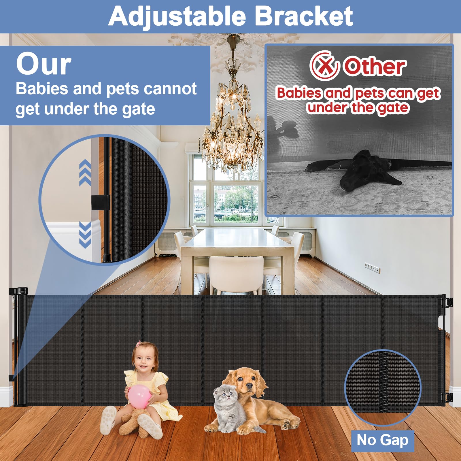 Reinforced 90 Inch Retractable Baby Gates Extra Wide Baby Gate With Reinforced Strips Retractable Dog Gate For The House Extra Wide Outdoor Retractable Gate Extra Long Baby Gate For Large Openings