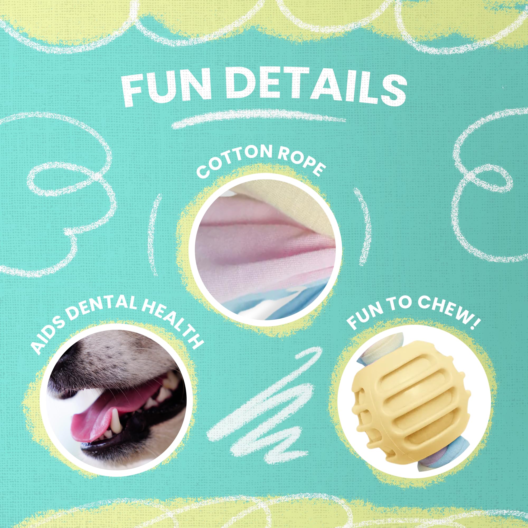 Snugarooz Snuggle Ball Yellow Dog Toy ?Eco-Friendly Tpr With Braided Cotton Rope - Aids Dental Health - Durable For Chewing & Fetch Play