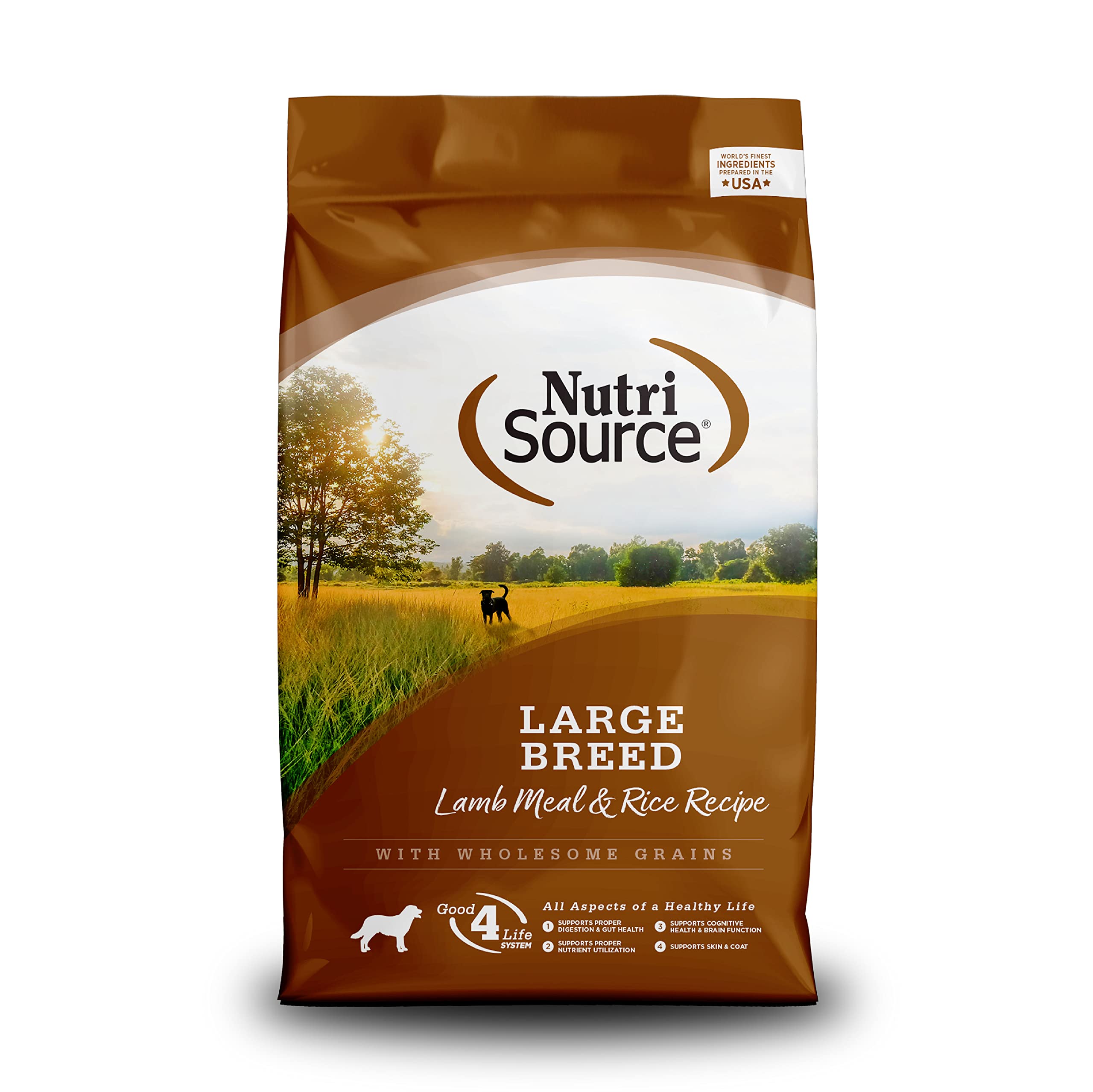NutriSource Adult Dog Food, Made with Lamb Meal and Rice, Large Breed, with Wholesome Grains, 30LB, Dry Dog Food