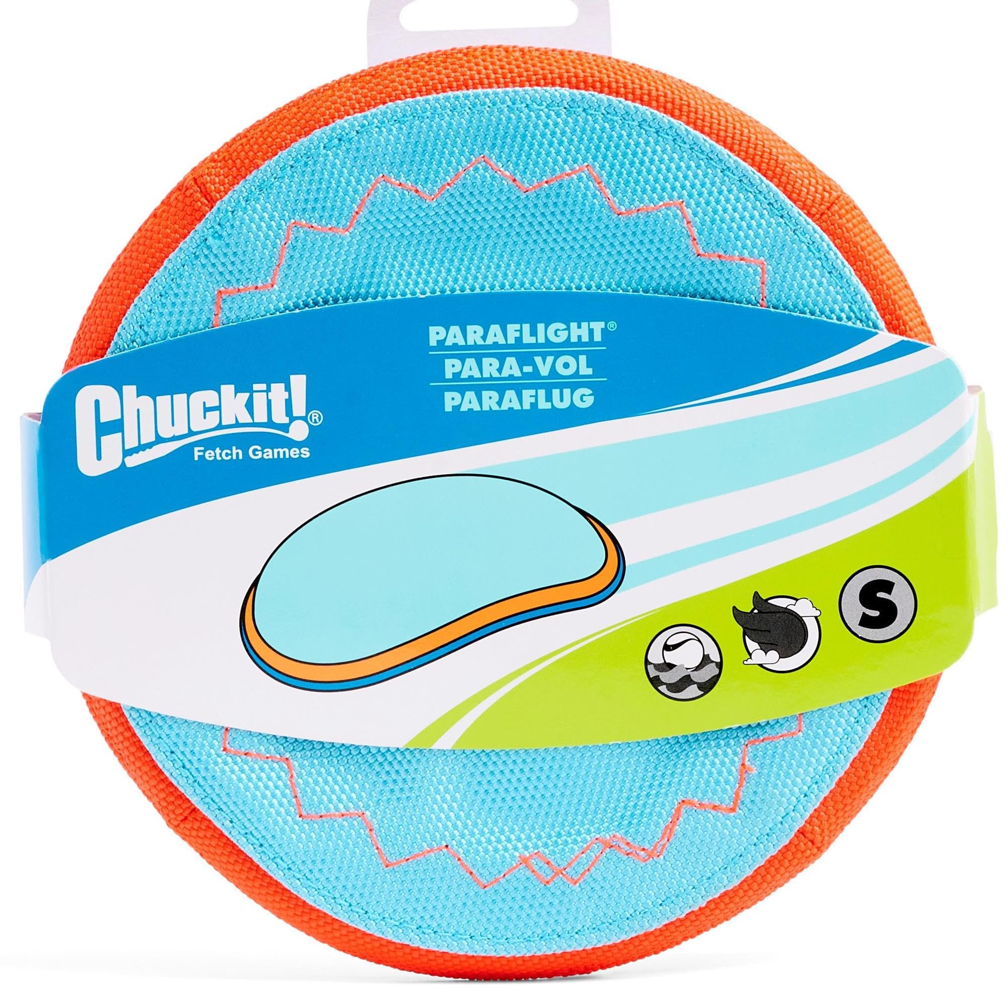 Chuckit! Paraflight Flying Disc Dog Toy - Water Floating Flyer - Durable Nylon Construction With Soft Rubber Edges - For Small And Medium Dogs - Size Small - 6.75' L X 6.75' W - Pack Of 1