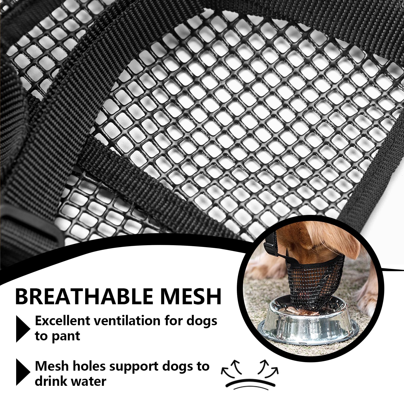 Dog Muzzle With Breathable Mesh For Small Medium Large Breeds - Allows Panting And Drinking, Won'T Rub Nose(Xs,Black)