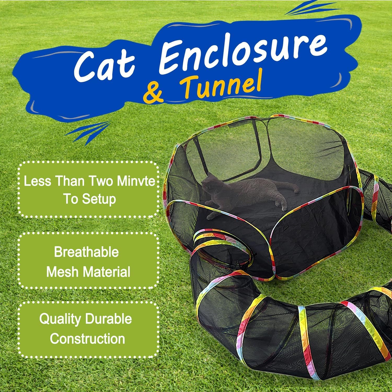 Naielfopet Outdoor Cat Enclosure, Portable Cat Tents For Outside With Storage Bag, Outside Cat Playpen Pet Enclosure With Toy Ba