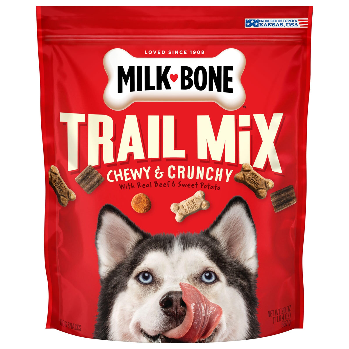 Milk-Bone Trail Mix Chewy & Crunchy Dog Treats, Real Beef & Sweet Potato, 20 Ounce