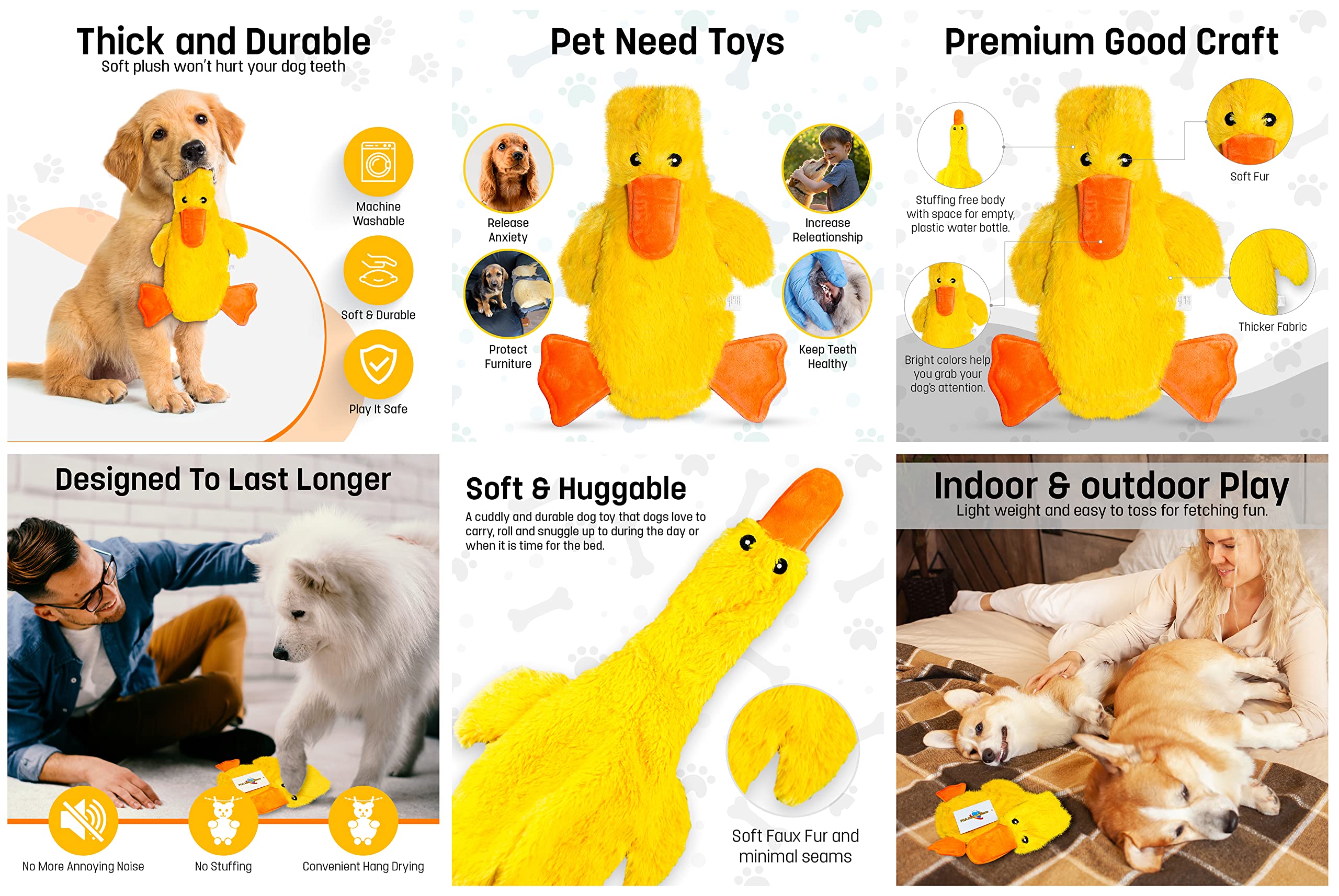 Fga Marketplace Duck-Fox Flat No Stuffing No Squeak Plush Dog Toy, Funny Style Will Entertain Your Pet For Hours, Recommended Fo