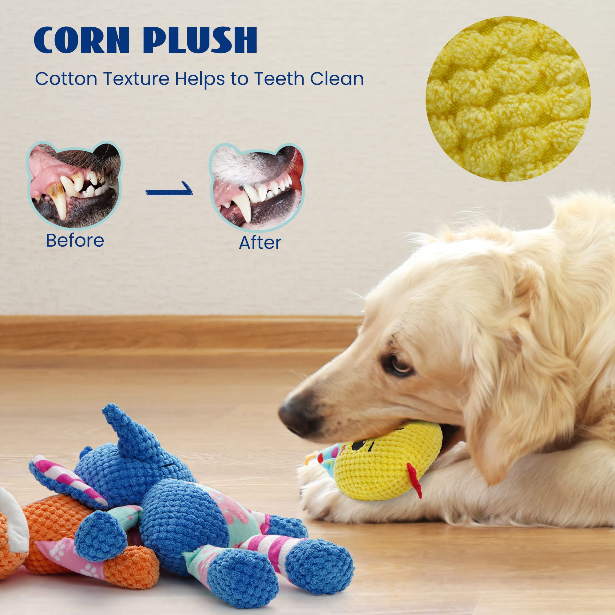 Nocciola Stuffed Crinkle Squeaky Dog Toys: 5 Pack Cute Animal Plush Dog Toys for Small Medium Size Dogs, Durable Puppy Chew Toys