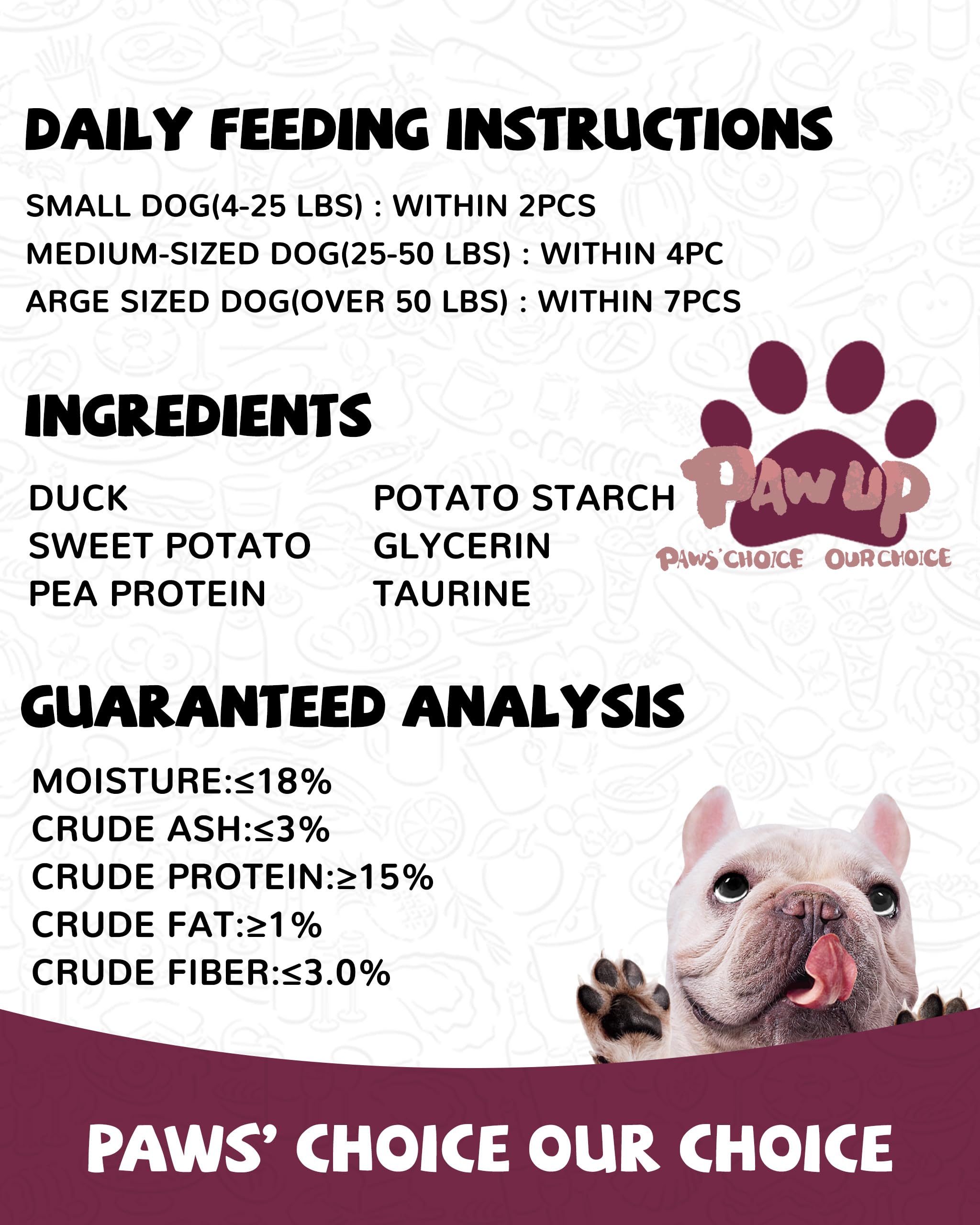 PAWUP Duck & Sweet Potato Dog Treats, High Fiber Pet Treats for Medium Dogs, Healthy Chews Snack, High in Protein, 12.5 oz