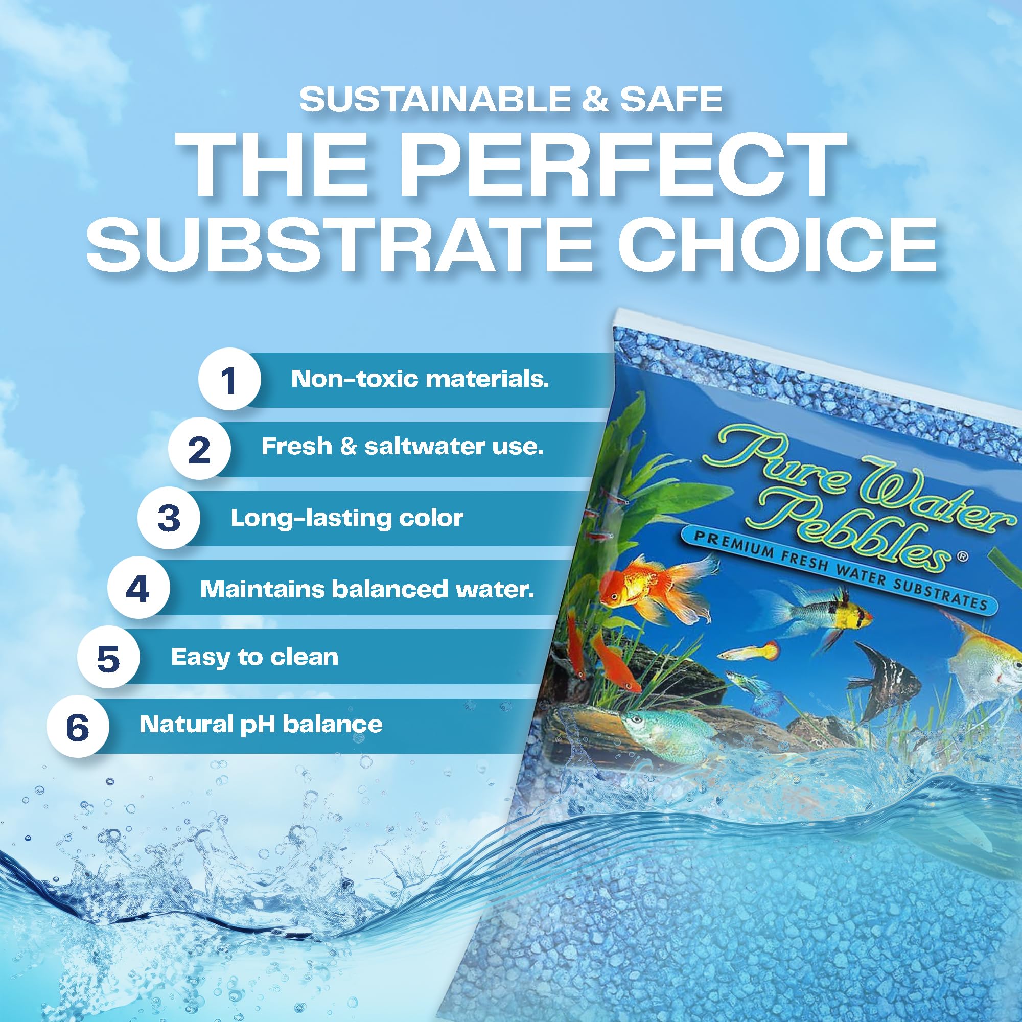 Pure Water Pebbles Neon Blue Aquarium Gravel, 25 Lbs - Premium Fish Tank Gravel, Decorative Aquarium Rocks, Fish Tank Accessories, And Pebbles For Aquariums