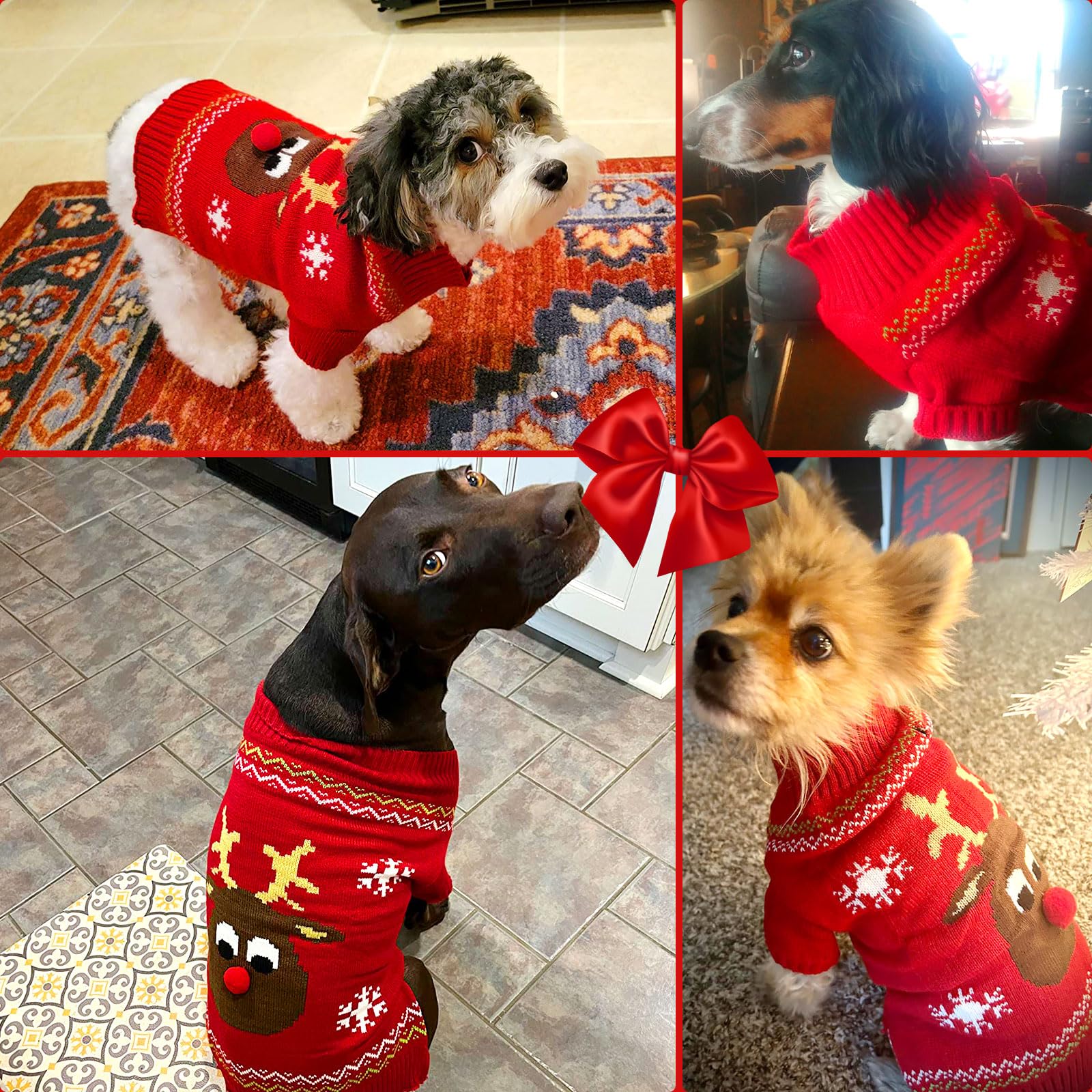 Axiijgl Christmas Dog Sweater - Reindeer Turtleneck For Small Dogs And Cats, Cute Outfit For Male And Female Pets
