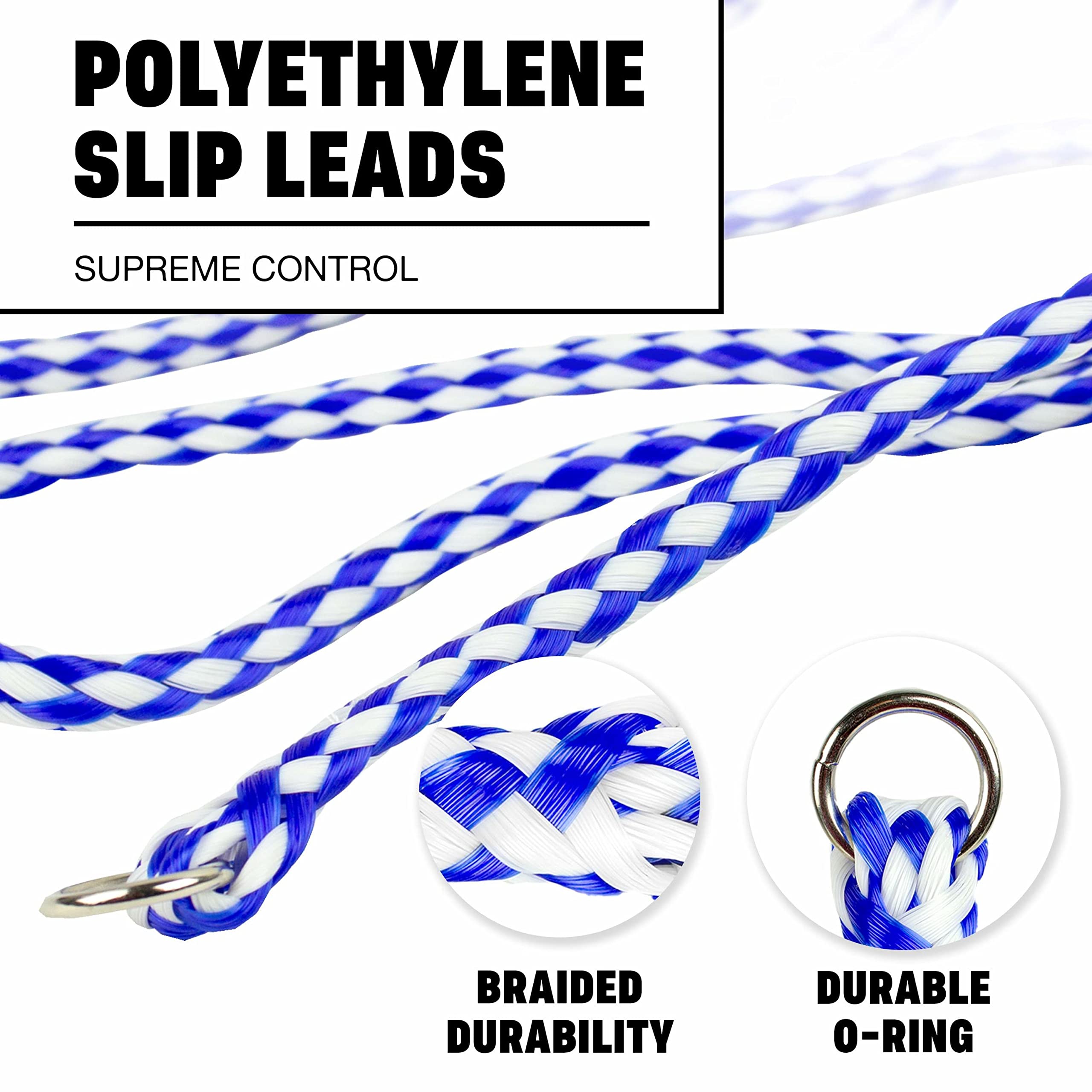 Downtown Pet Supply Braided Poly Slip Lead Dog Leash, 96 Pack, 5' Long - Universal Dog Slip Lead With Metal O Ring - Durable For