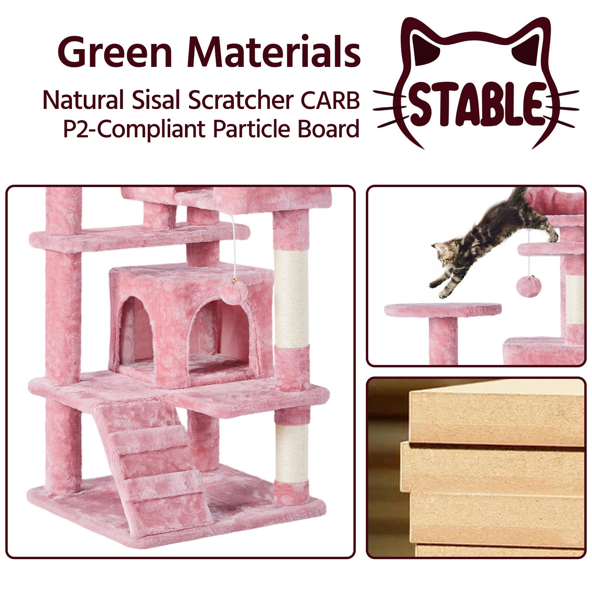 Topeakmart 54In Cat Tree, Cat Tower W/Large Cat Condo Scratching Posts And Perch, Cat Stand House Furniture, Pink