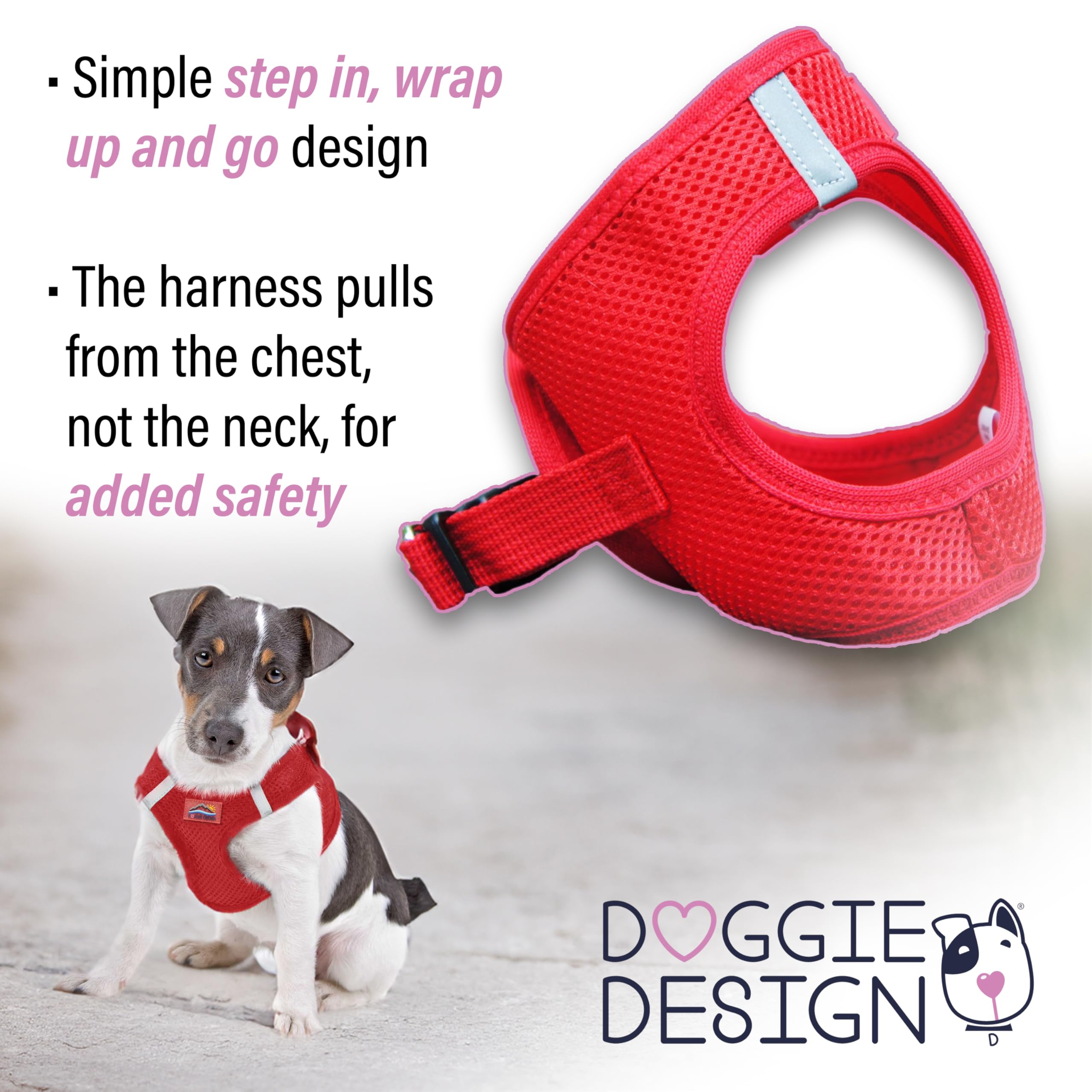 Doggie Design American River Ultra Choke-Free Mesh Dog Harness Red (Small)
