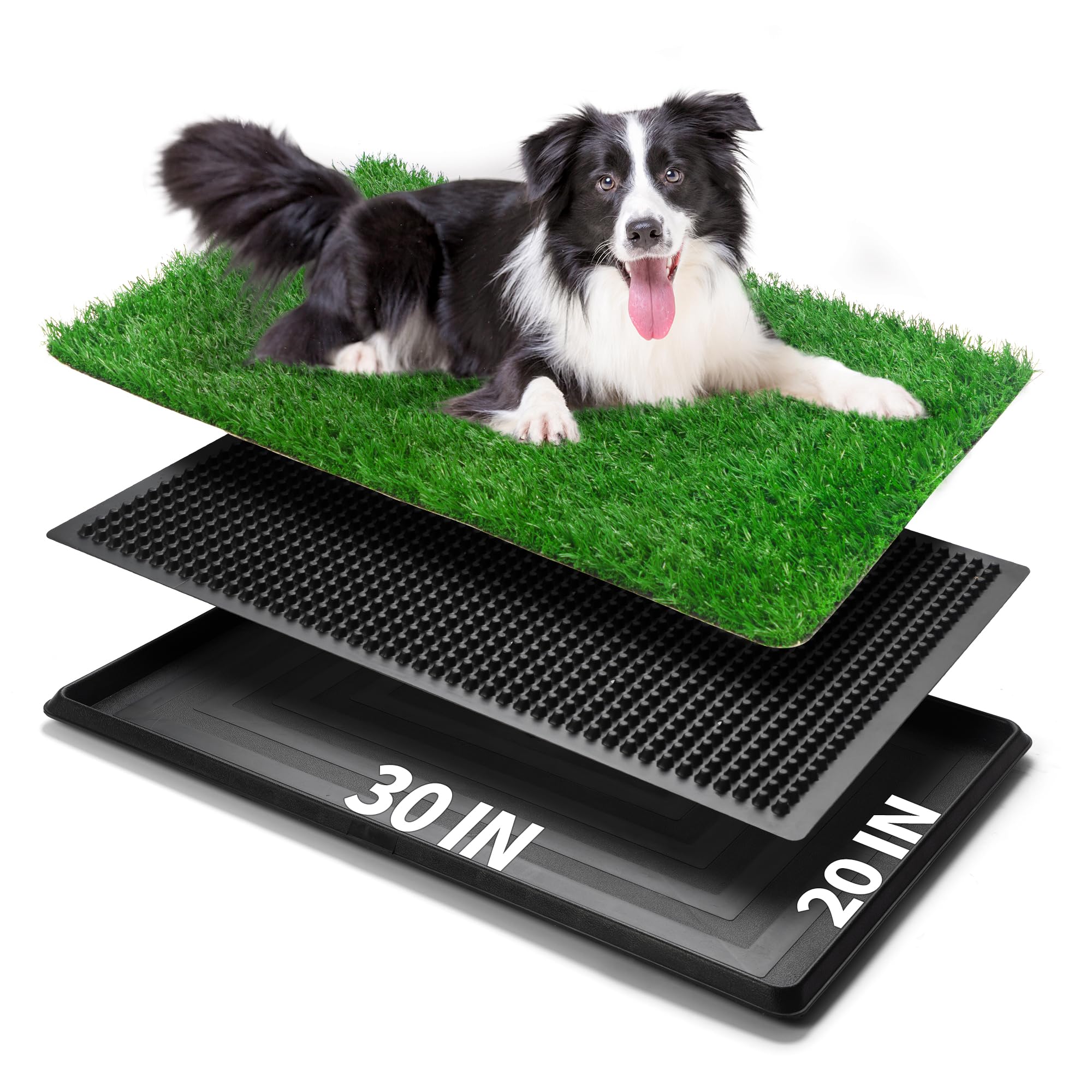 Indoor Dog Potty Grass With Tray Large, Reusable Dog Pee Grass Pad With Tray, Artificial Grass Turf For Puppy Potty Training, Ou
