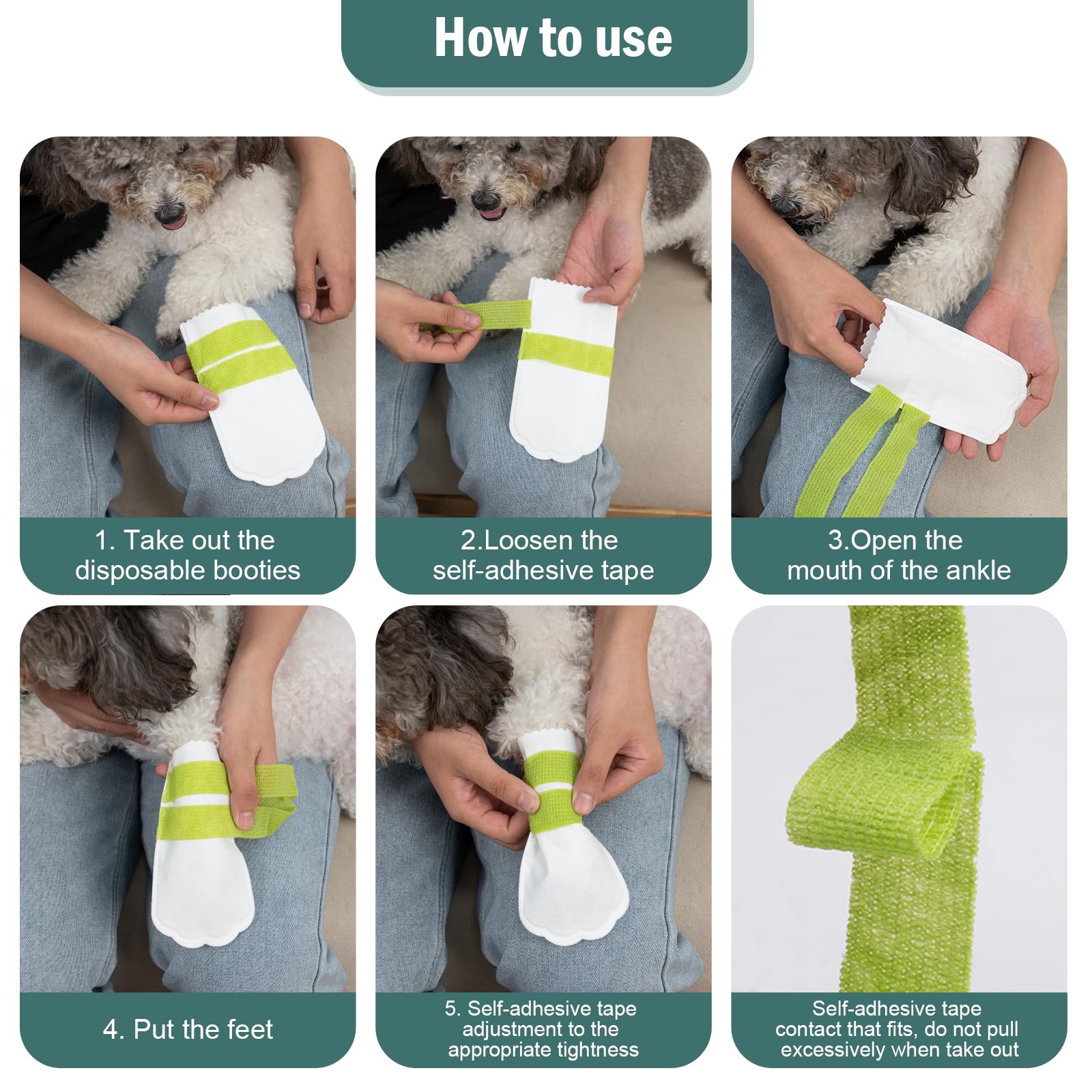 Ladadee Disposable Waterproof Dog Booties For Paw Protection, Disposable Dog Socks Booties With Double-Layer Bandage For Small D