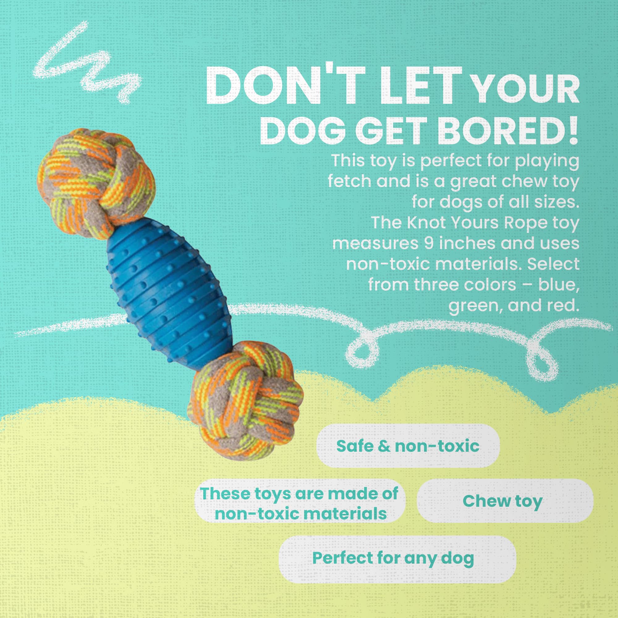 Snugarooz Knot Yours Rope Dog Toy With Patch Repair - Multi-Textured Braided Rope With Rubber Center - Durable Chew & Fetch Toy