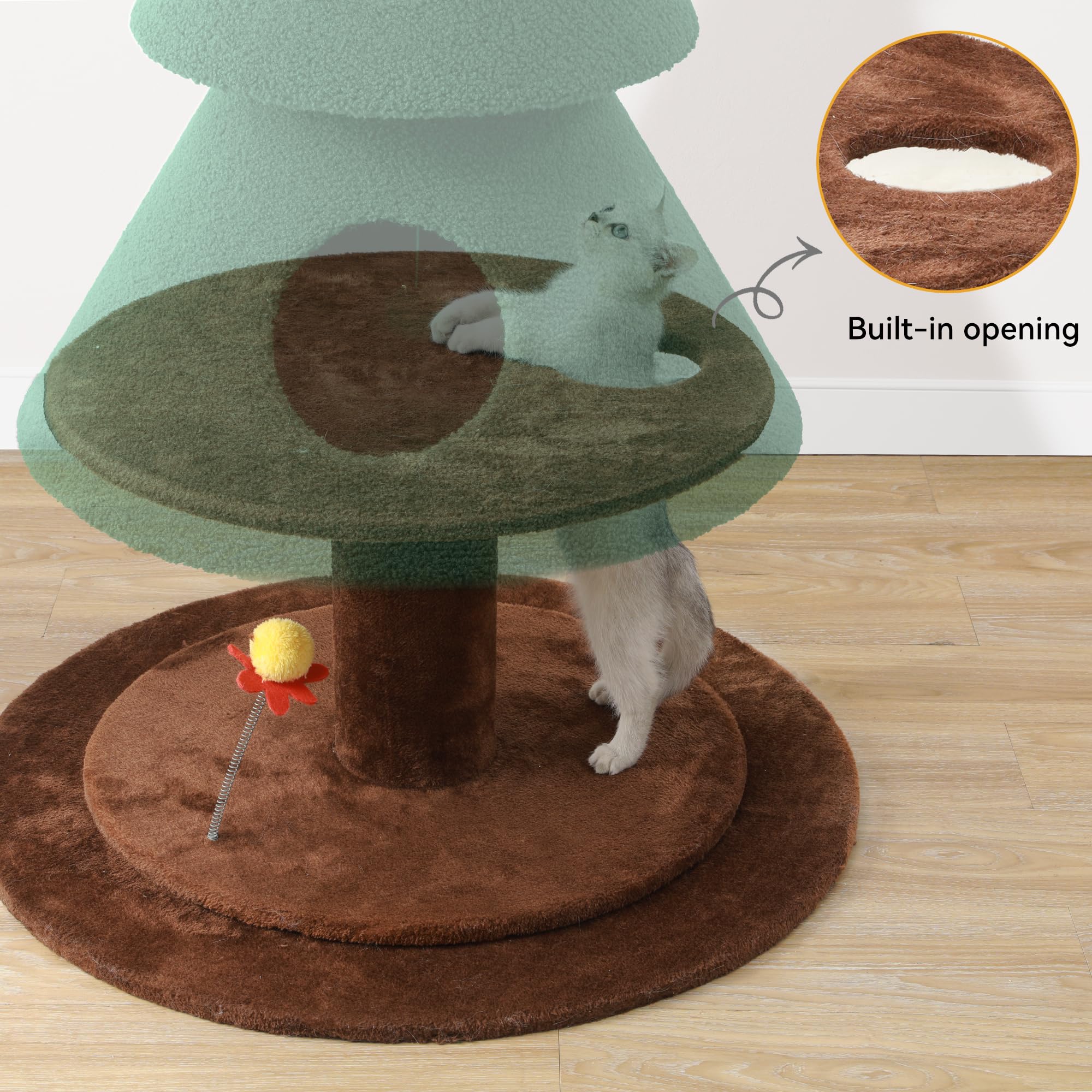DWVO 60in Cat Christmas Tree with 2 Condos, Cat Tree House for Indoor Cats, Kitty Furniture Party Decoration with Cat House and