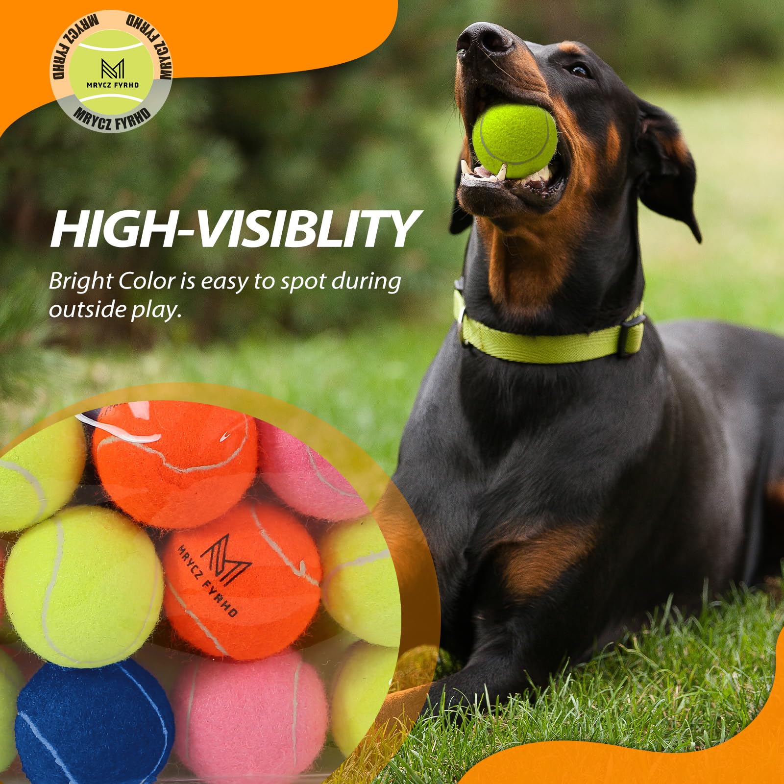 Mrycz Fyrhd Tennis Ball Dog Toys 2 Pack - Giant 4-Inch Durable And Safe Fetch Tennis Ball For Dogs With Mesh Bag, Large Dog Tenn