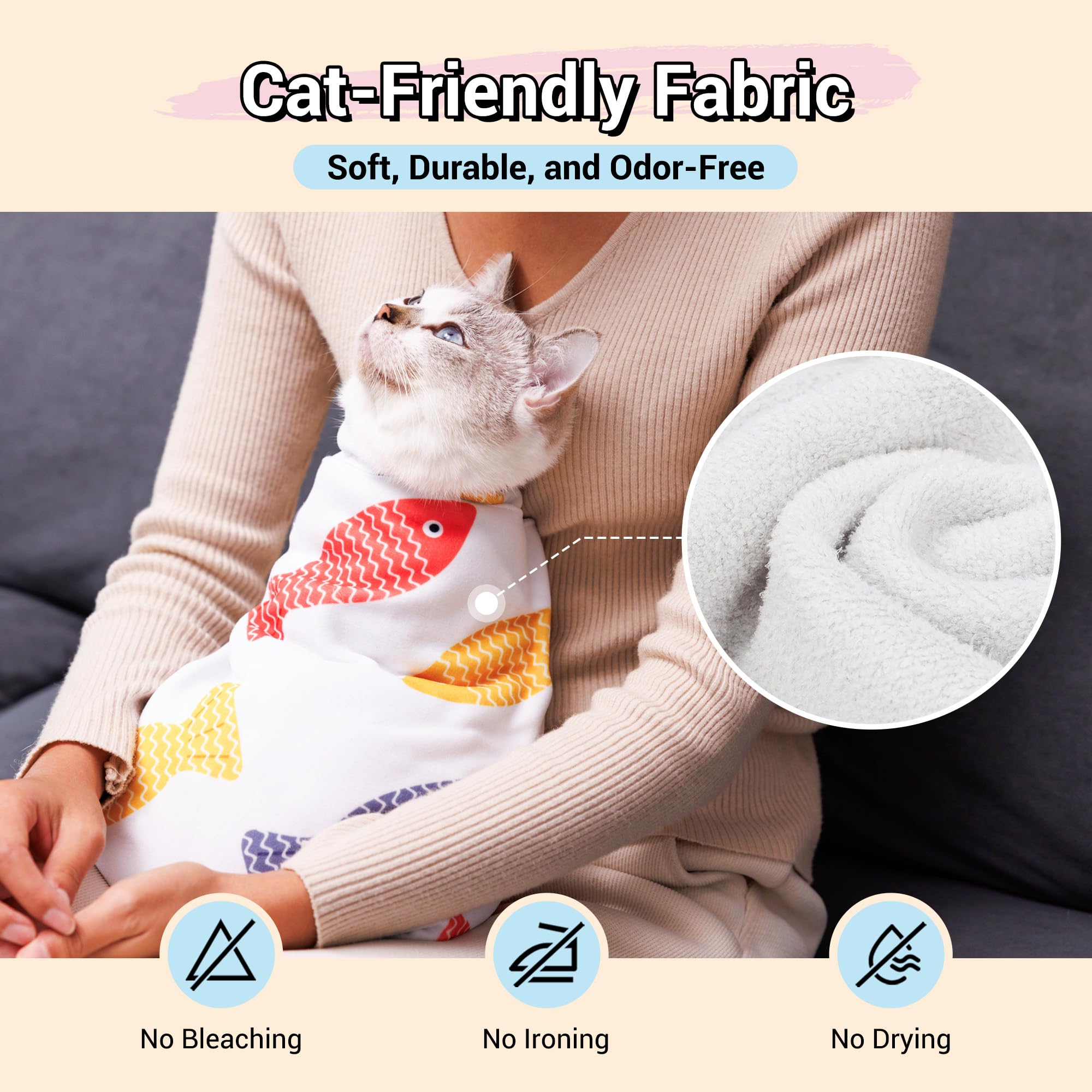 Kiorafoto 27.5 Large Cat Grooming Wrap,Self Adherent Fabric Cat Swaddle Burrito Wrap For Adult Cat & Small Dog, Anti-Scratch C